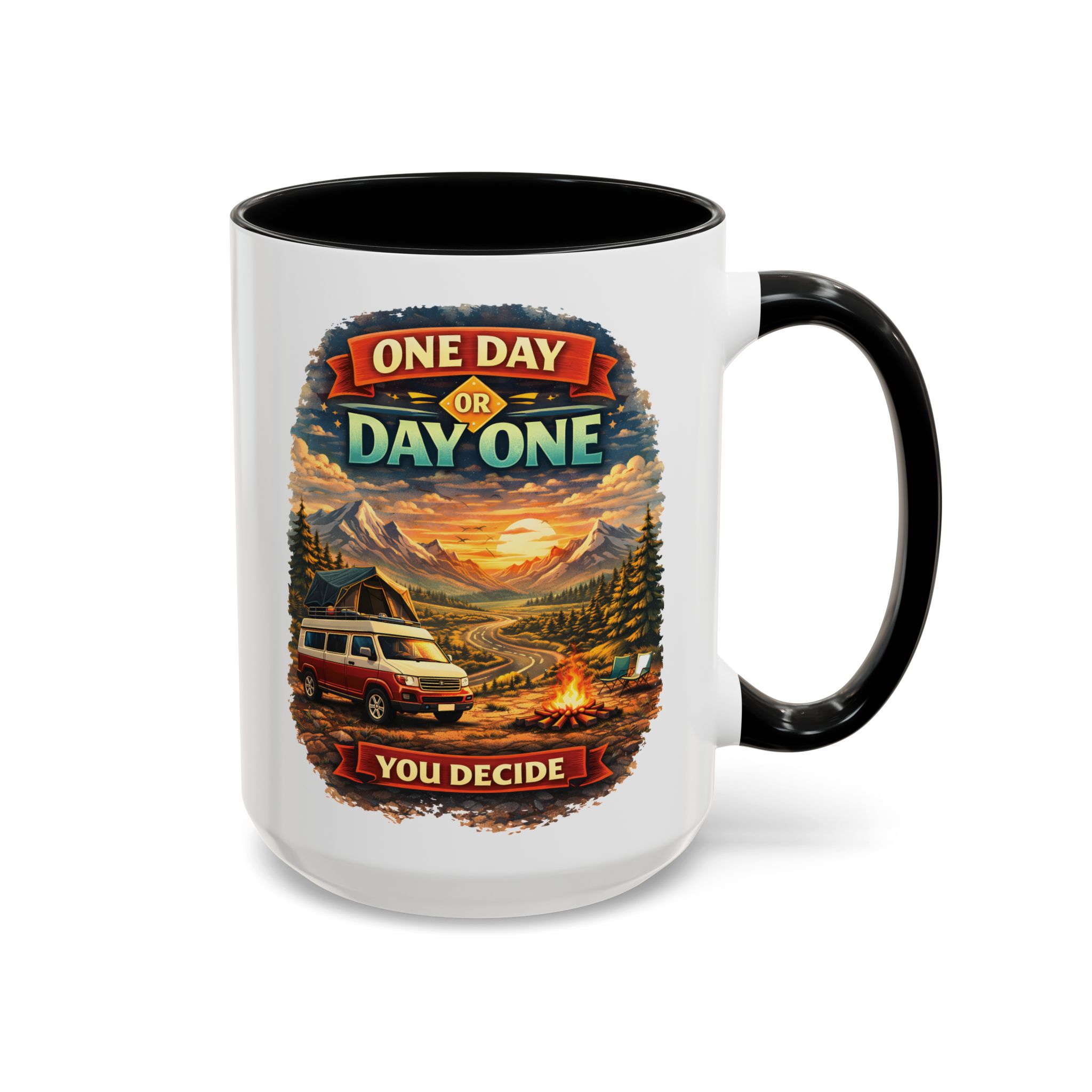 Accent Coffee Mug (11, 15oz) — "One Day Or Day One" Design Scenic-Line