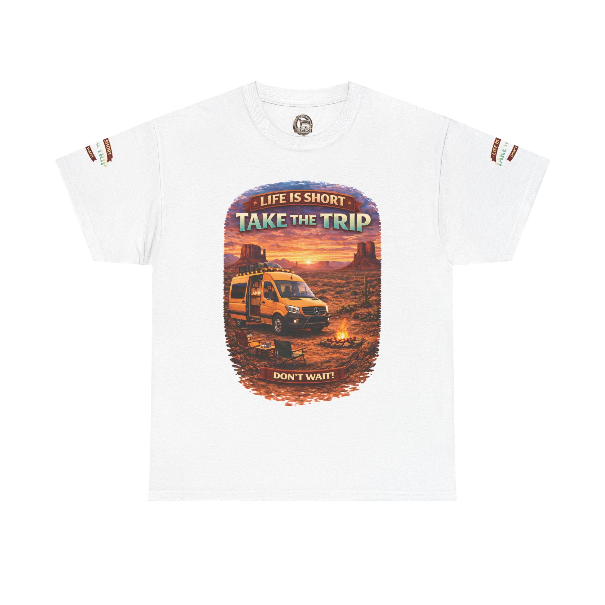 Unisex Heavy Cotton Tee — "Life Is To Short-Take The Trip" Design Scenic-Line