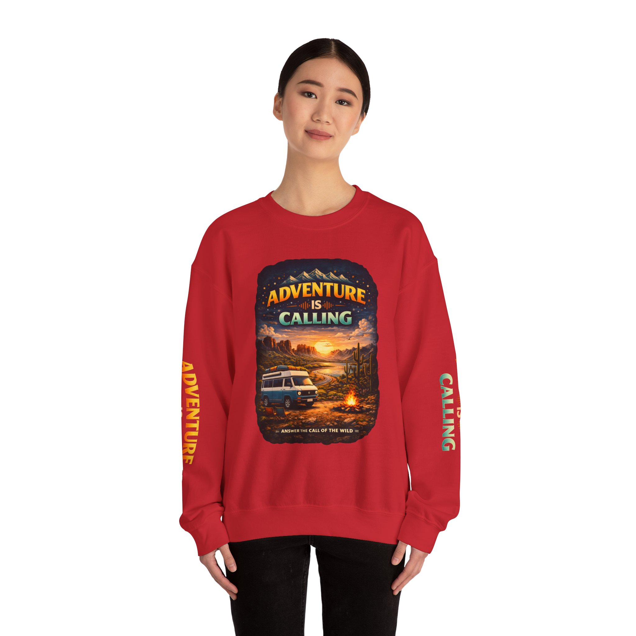 Unisex Heavy Blend™ Crewneck Sweatshirt — "Adventure Is Calling" Design Scenic-Line
