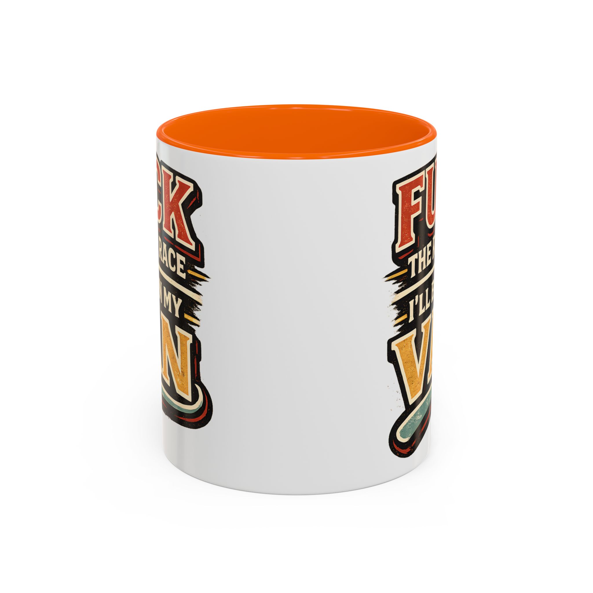 Accent Coffee Mug (11, 15oz) — "Fuck The Rat Race" Design F**K-Line