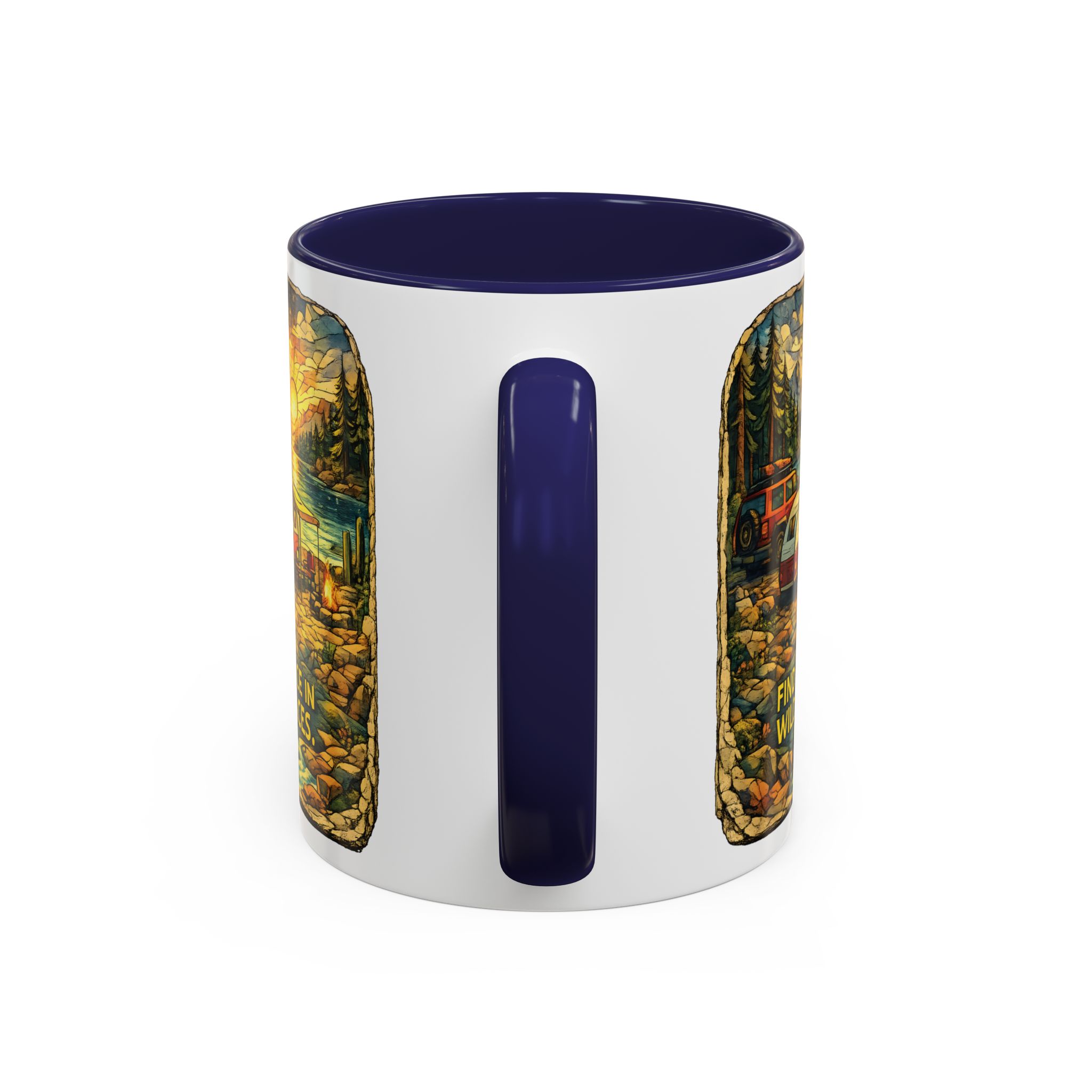 Accent Coffee Mug (11, 15oz) — "Find Peace In Wild Places" Design Cubic-Line