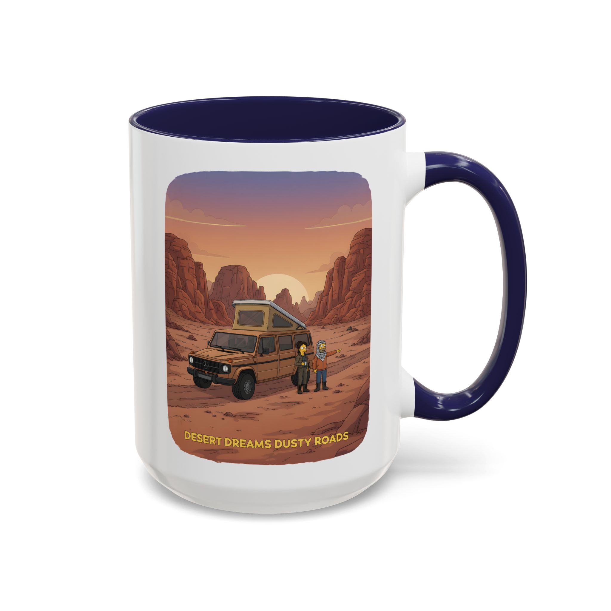 Accent Coffee Mug (11, 15oz) — "Desert Dreams Dusty Roads" Design Sitcom-Line