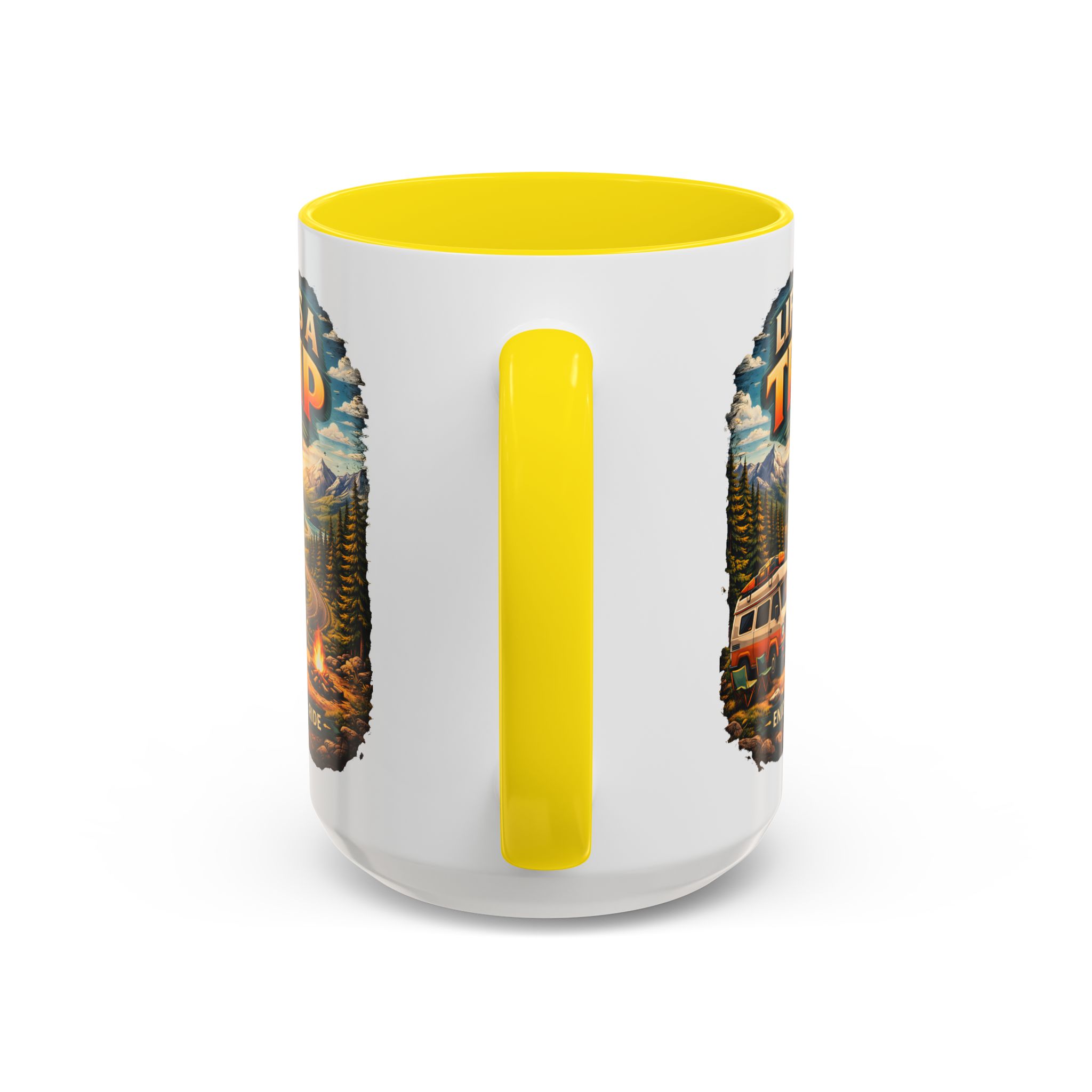 Accent Coffee Mug (11, 15oz) — "Life s A Trip" Design Scenic-Line
