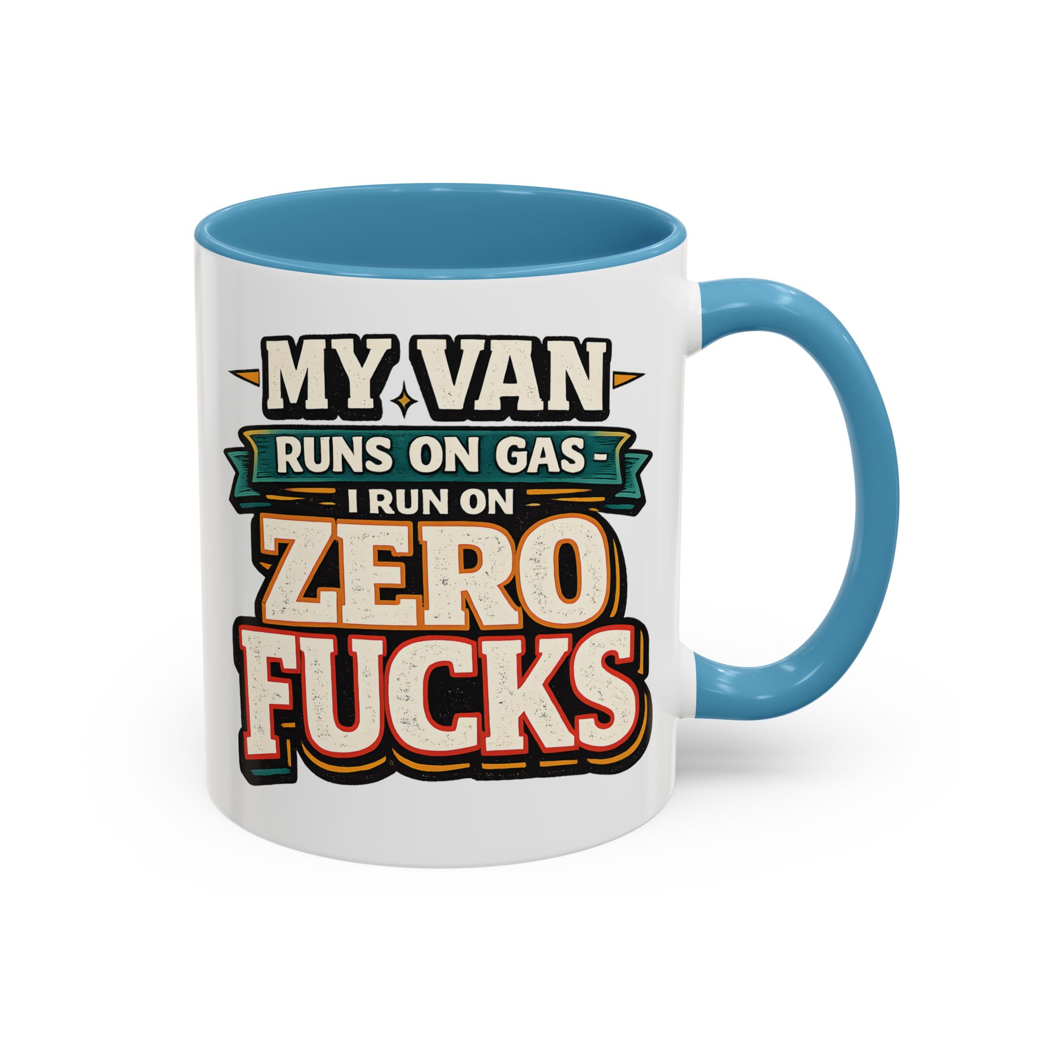 Accent Coffee Mug (11, 15oz) — "My Van Runs On Gas" Design F**K-Line