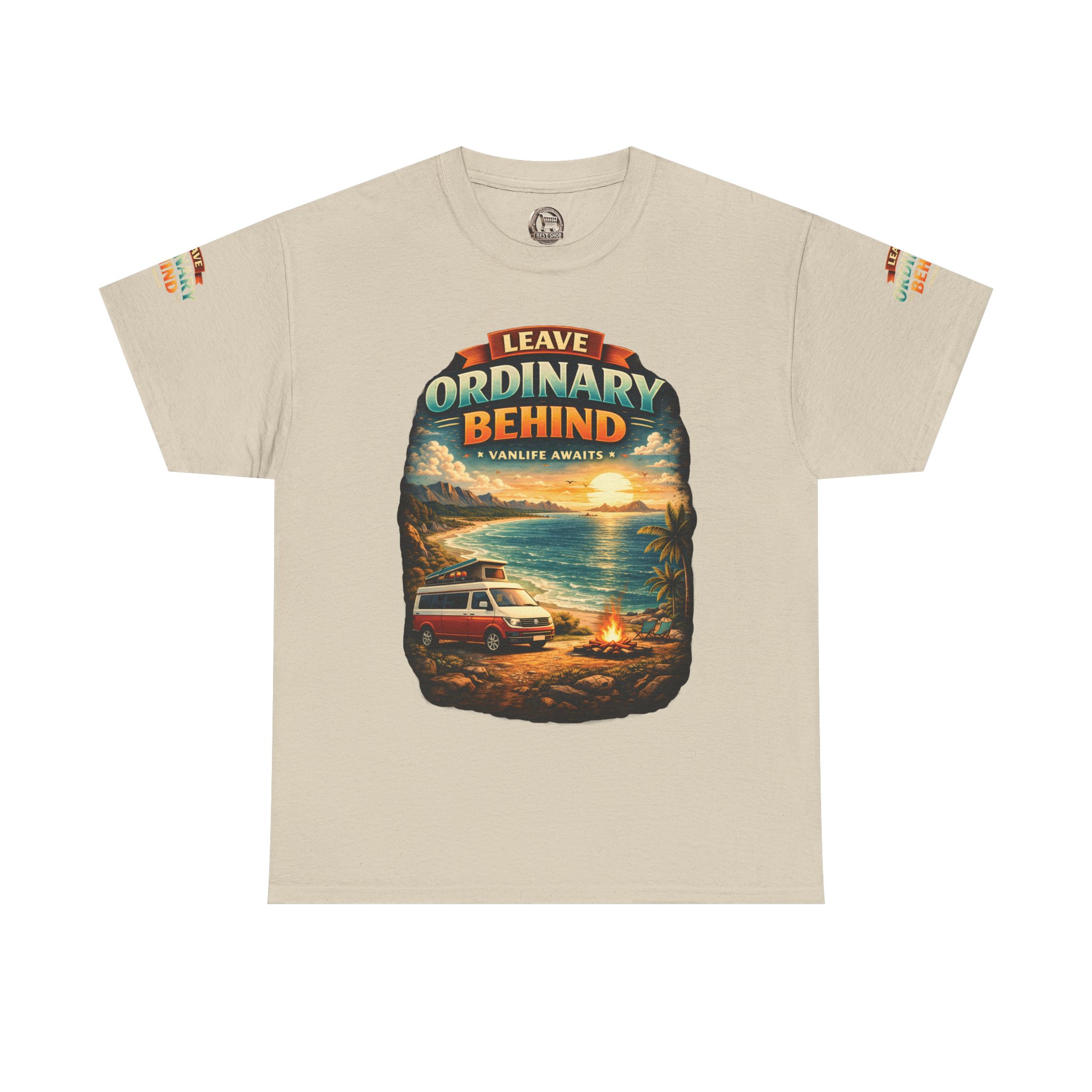 Unisex Heavy Cotton Tee — "Leave Ordinary Behind" Design Scenic-Line