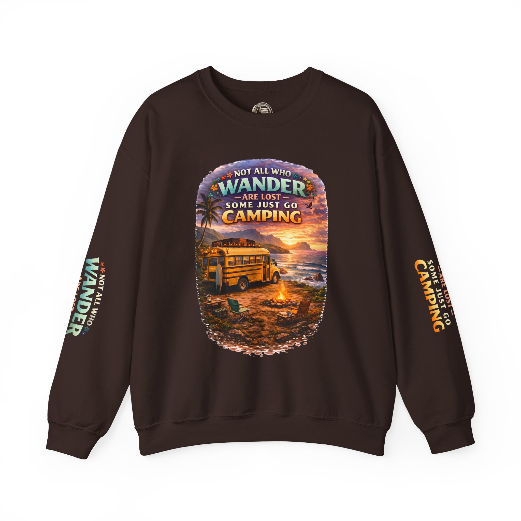 Unisex Heavy Blend™ Crewneck Sweatshirt — "Not All Who Wander Are Lost" Design Scenic-Line