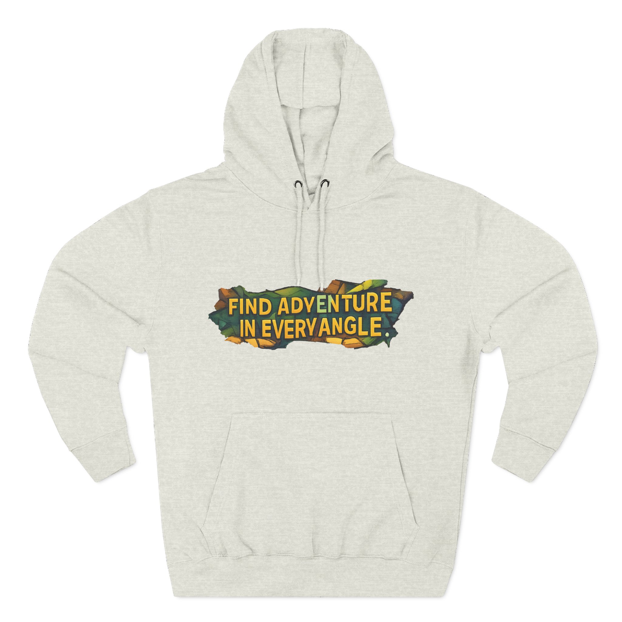 Three-Panel Fleece Hoodie - "Find Adventure In Every Corner" Design Cubic-Line
