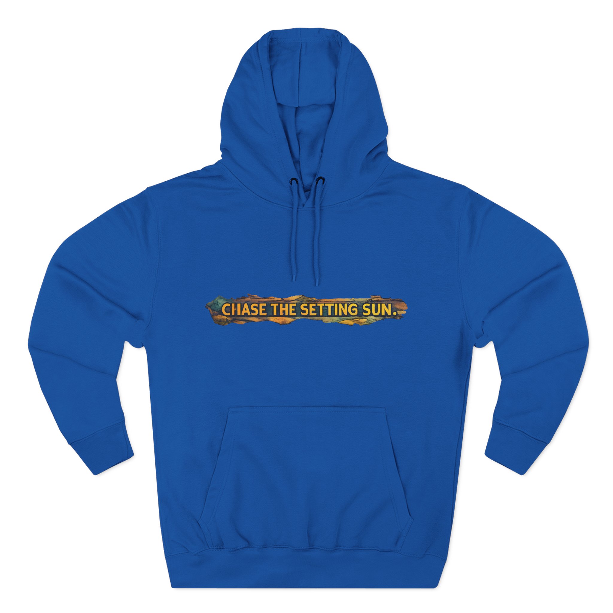 Three-Panel Fleece Hoodie - "Chase The Settings Sun" Design Cubic-Line