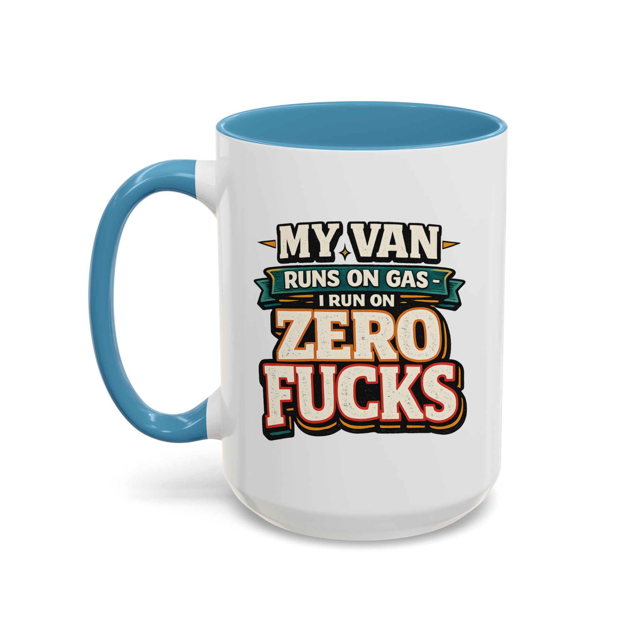 Accent Coffee Mug (11, 15oz) — "My Van Runs On Gas" Design F**K-Line