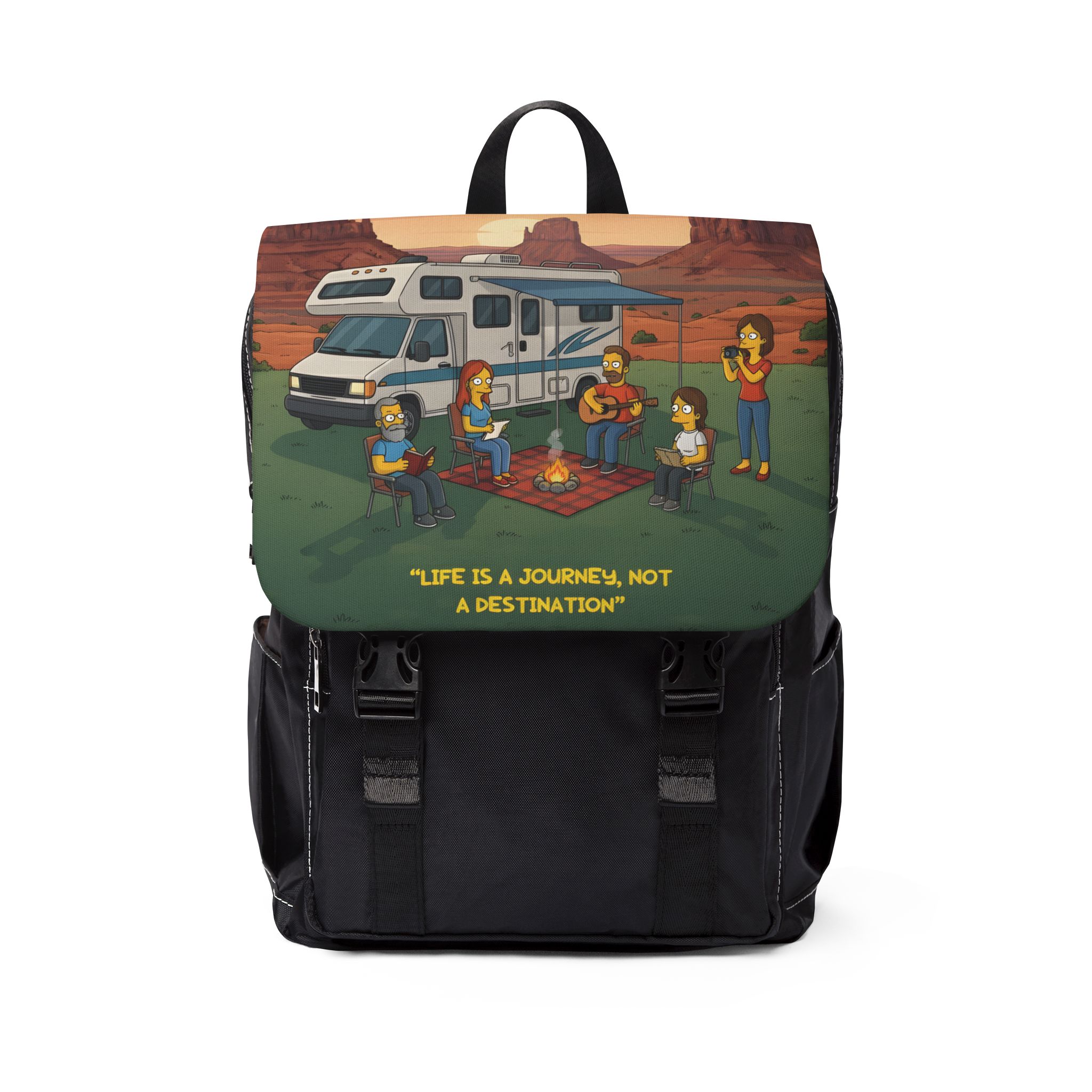 Unisex Casual Shoulder Backpack — "Life Is A Journey-Not A Destination" Design Sitcom-Line