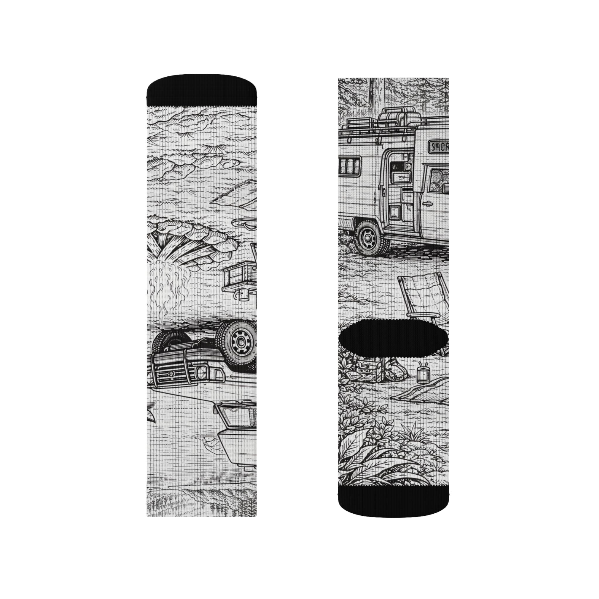 Sublimation Socks — Retro Camper Roadtrip Crew Socks