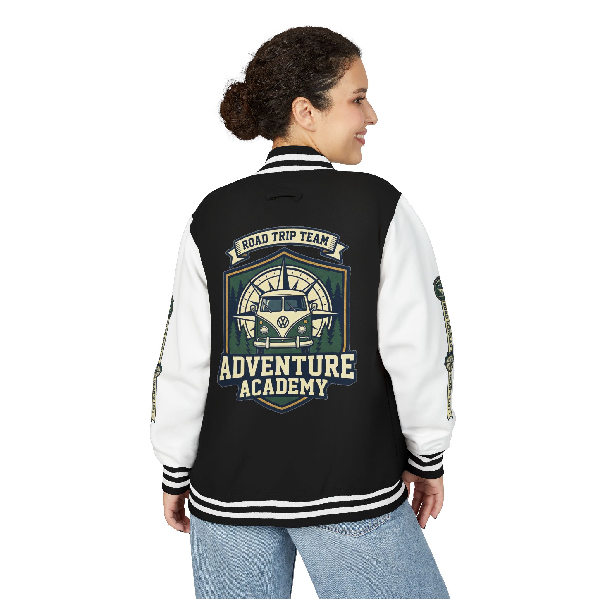 Unisex Heavyweight Letterman Jacket (Awdis) —"Adventure Academy" Road Trip Team Varsity Jacket
