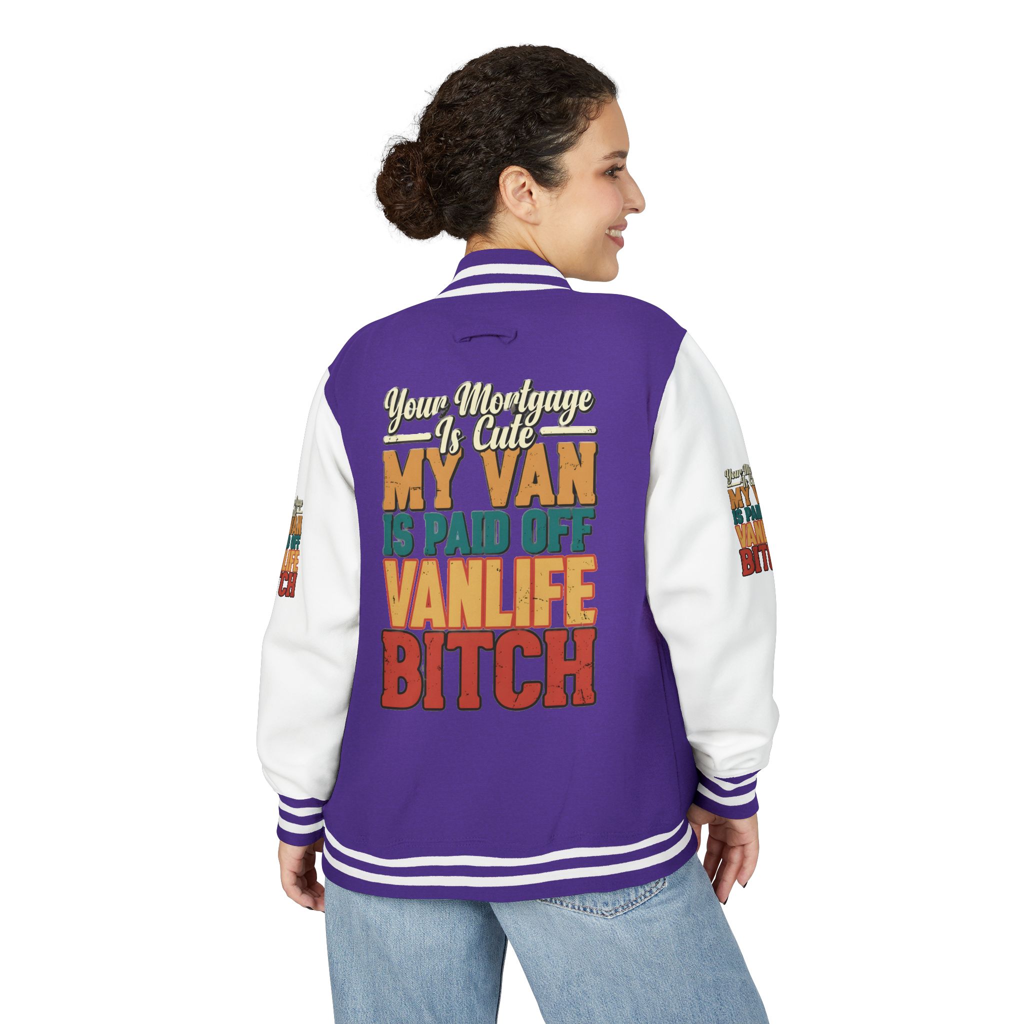 Unisex Heavyweight Letterman Jacket — "Your Mortgage Is Cute" Design F**K-Line