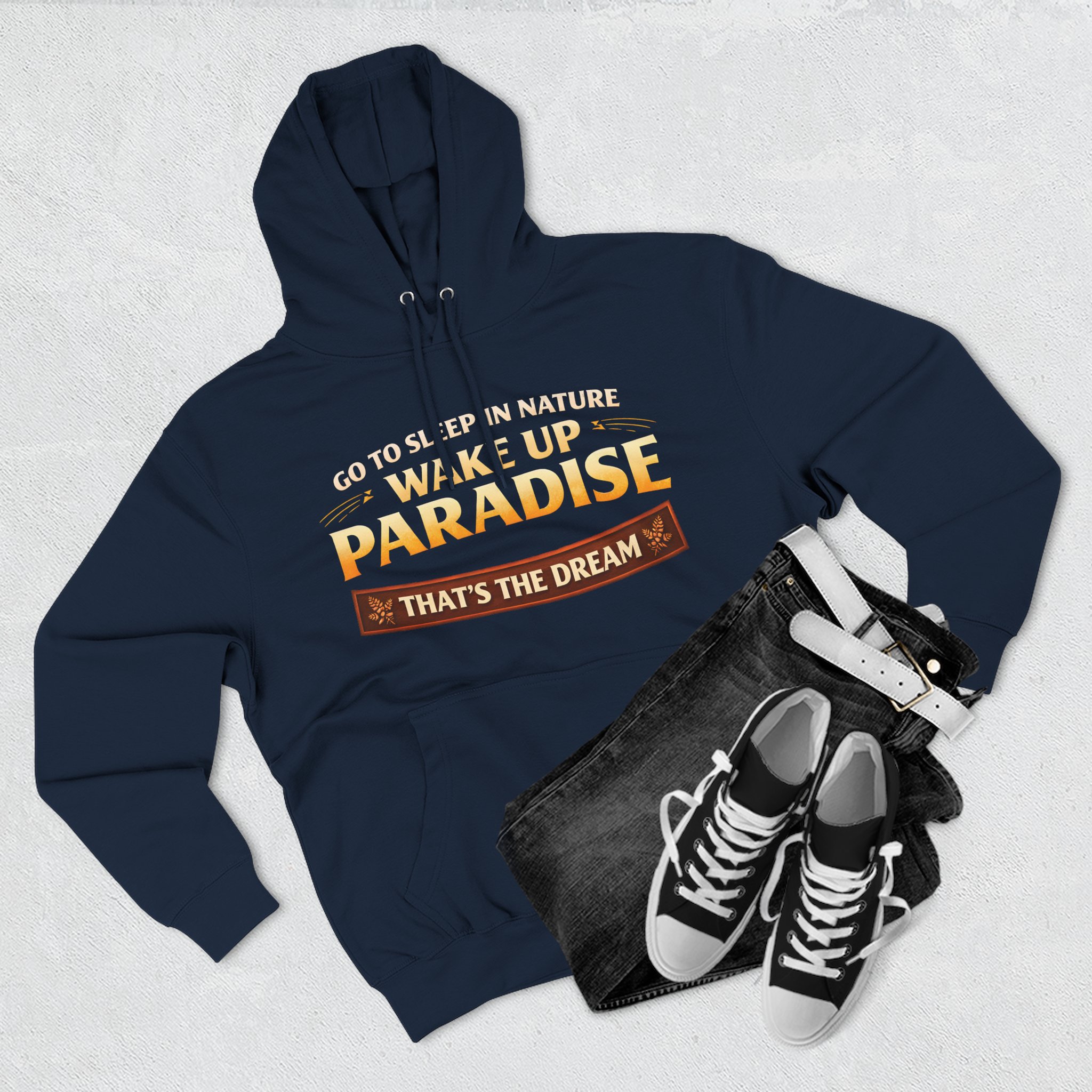 Three-Panel Fleece Hoodie - "Go To Sleep In Nature " Design Scenic-Line