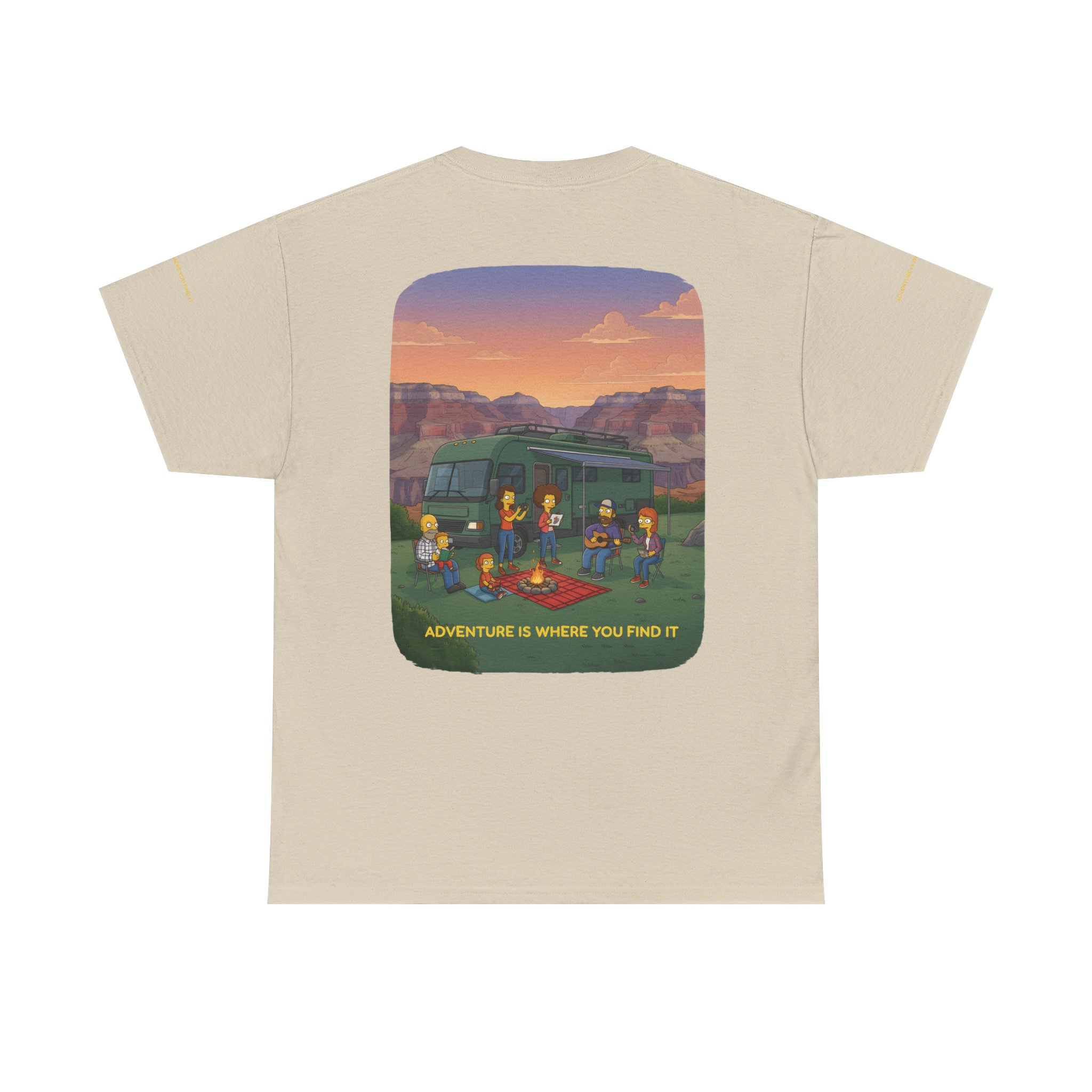 Unisex Heavy Cotton Tee — "Adventure Is Where You Find It" Design Sitcom-Line