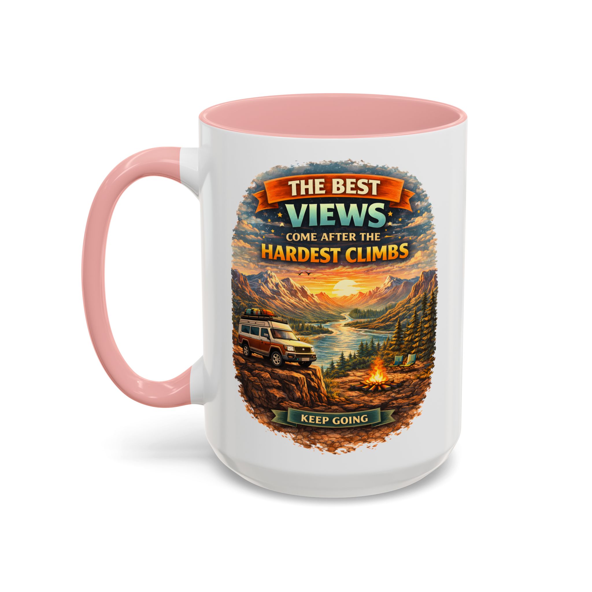 Accent Coffee Mug (11, 15oz) — "The Best Views" Design Scenic-Line
