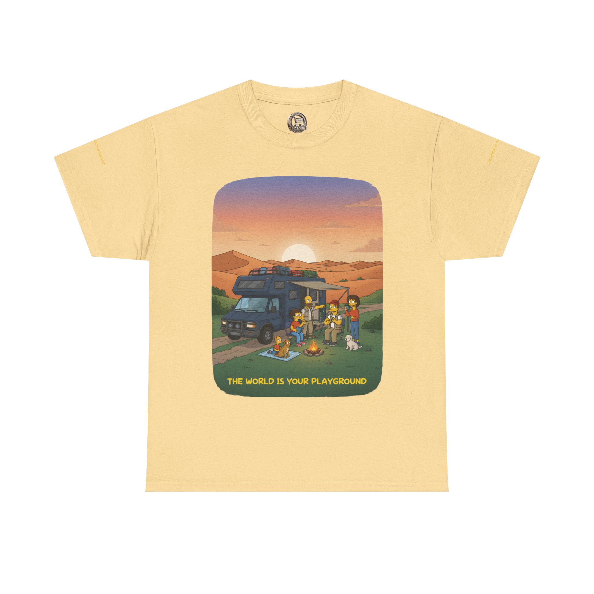 Unisex Heavy Cotton Tee — "The World Is Your playground" Design Sitcom-Line