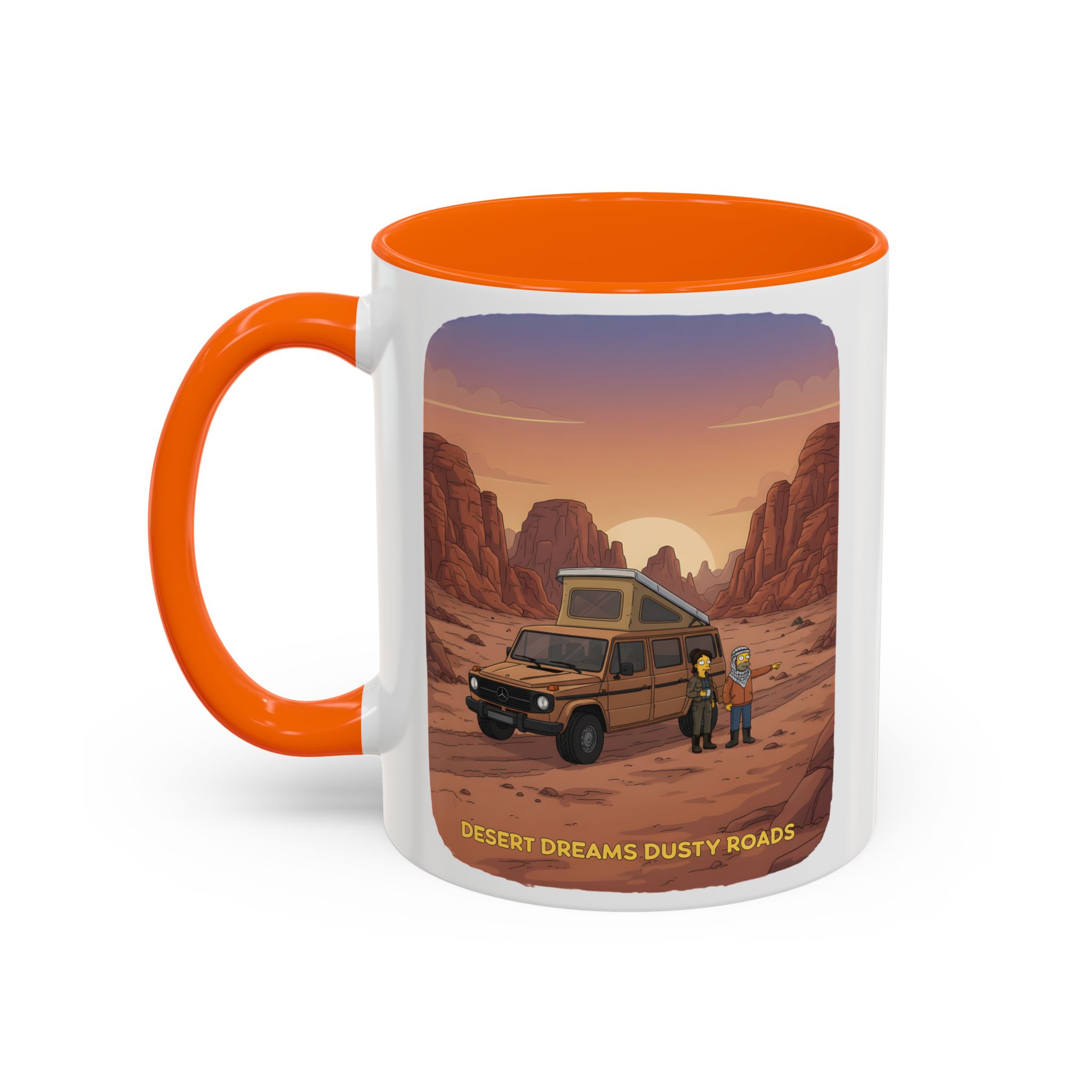Accent Coffee Mug (11, 15oz) — "Desert Dreams Dusty Roads" Design Sitcom-Line