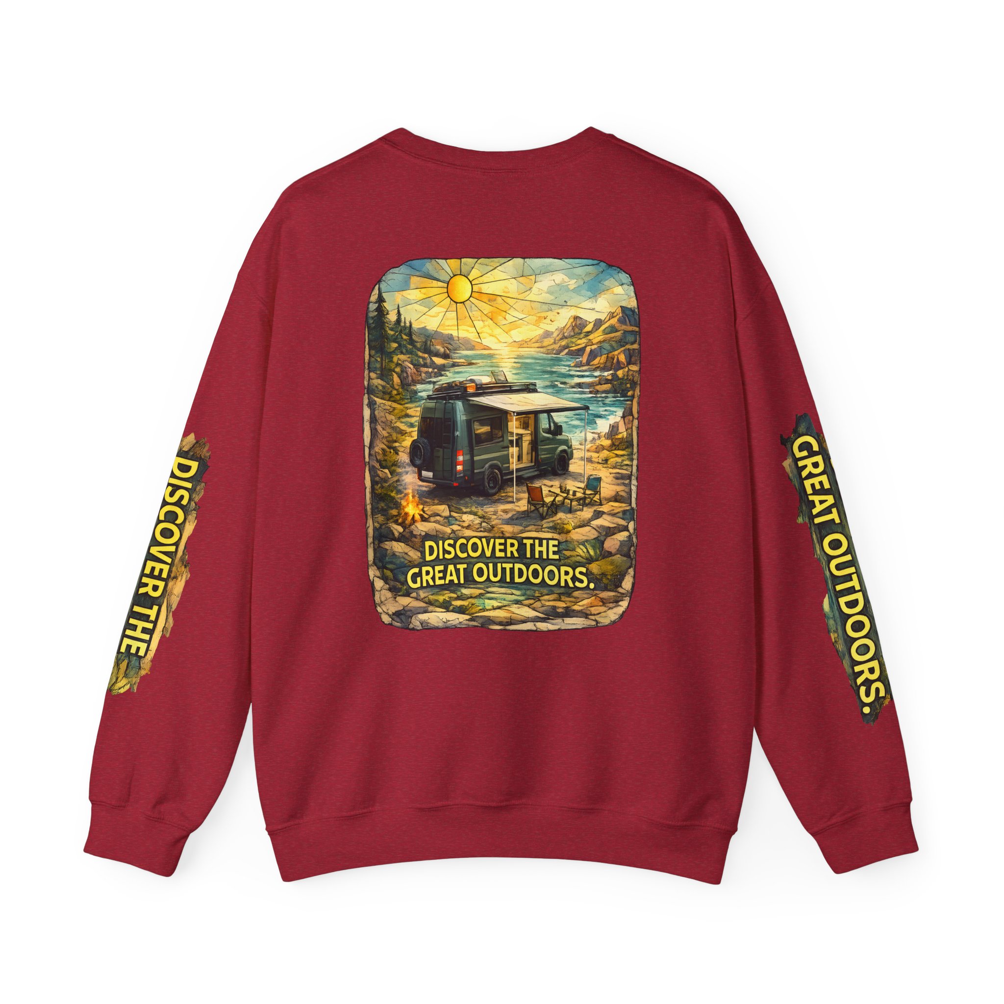 Unisex Heavy Blend™ Crewneck Sweatshirt — "Discover The Great Outdoors" Design Cubic-Line