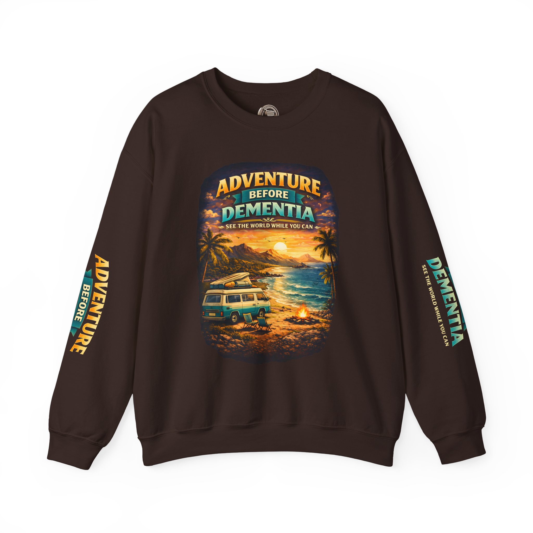 Unisex Heavy Blend™ Crewneck Sweatshirt — "Adventure Before Dementia" Design Scenic-Line