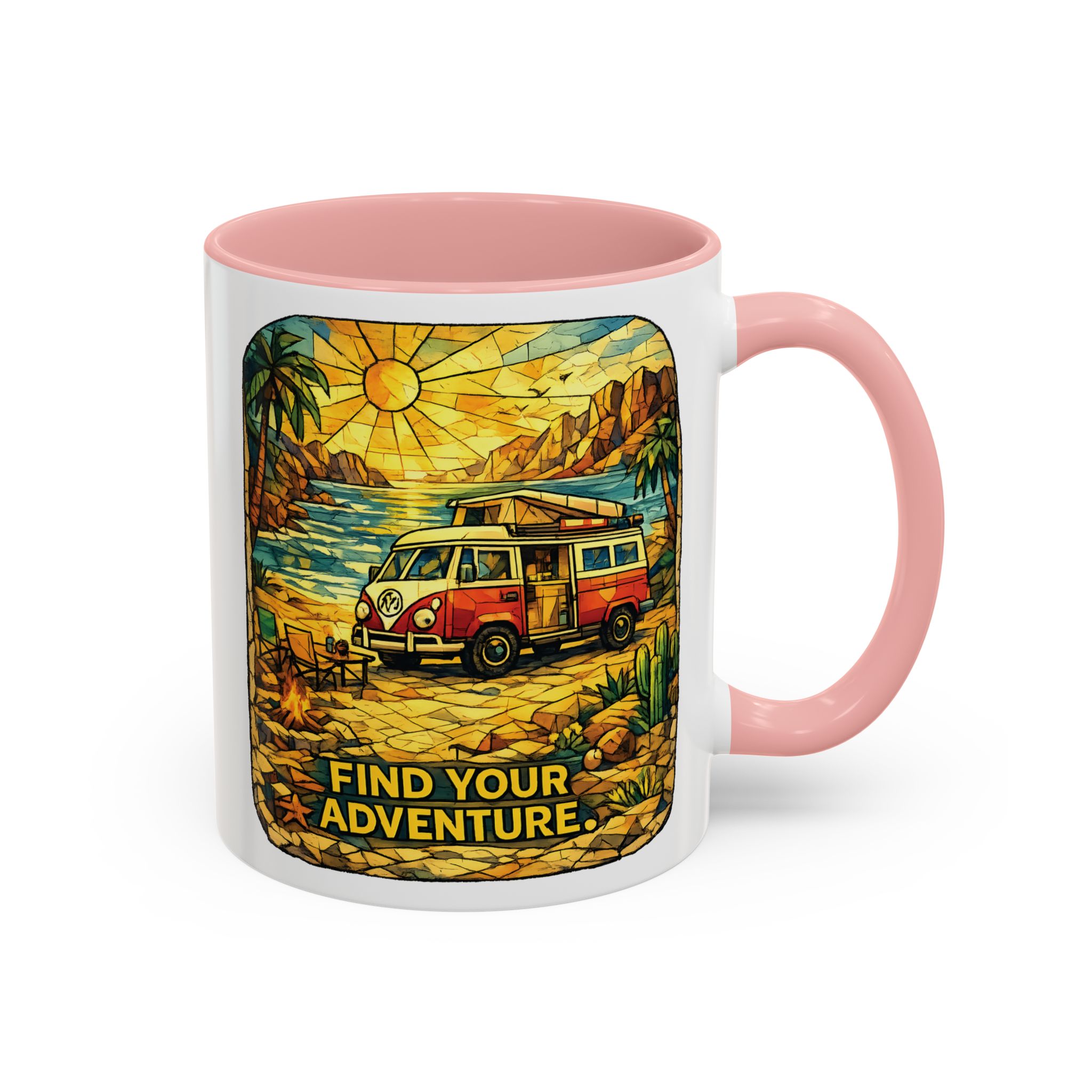 Accent Coffee Mug (11, 15oz) — ""Find Your Adventure"" Design Cubic-Line