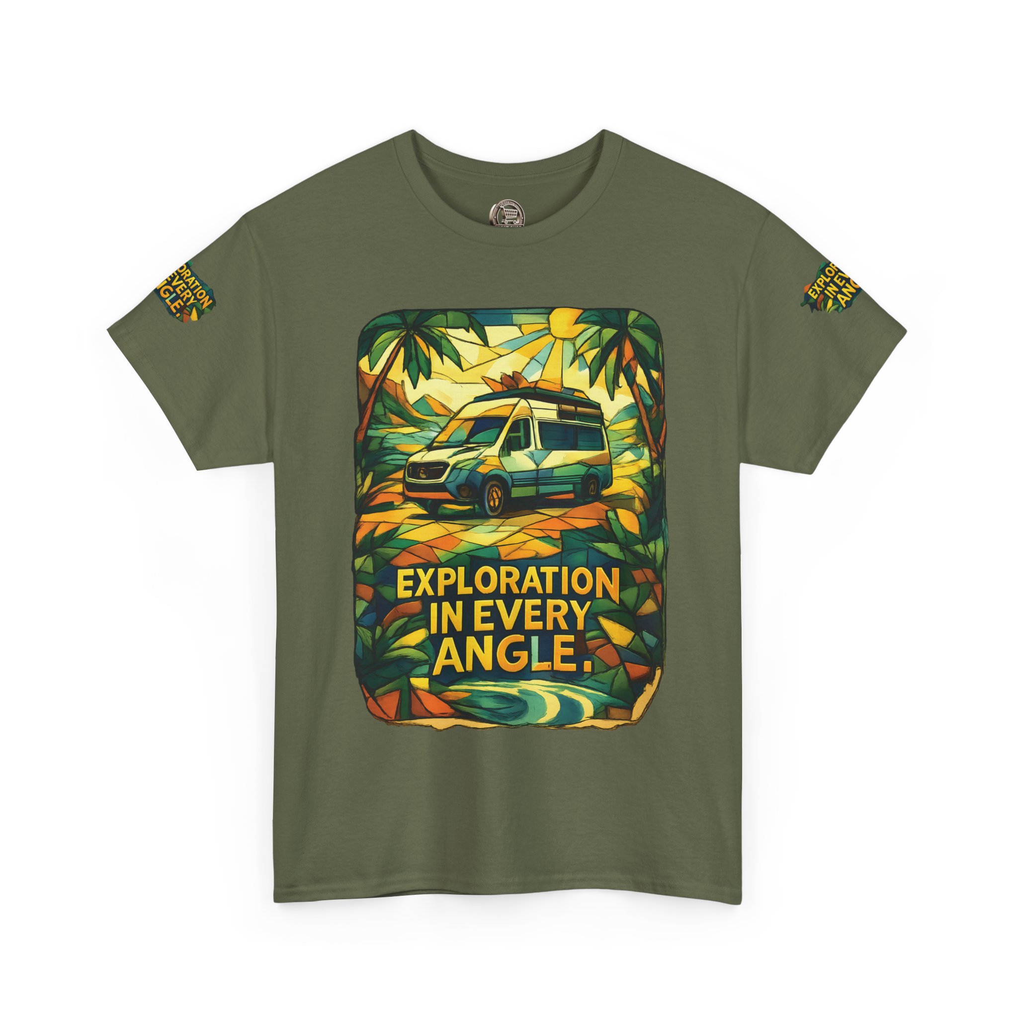 Unisex Heavy Cotton Tee — "Exploration In Every Angle" Design Cubic-Line