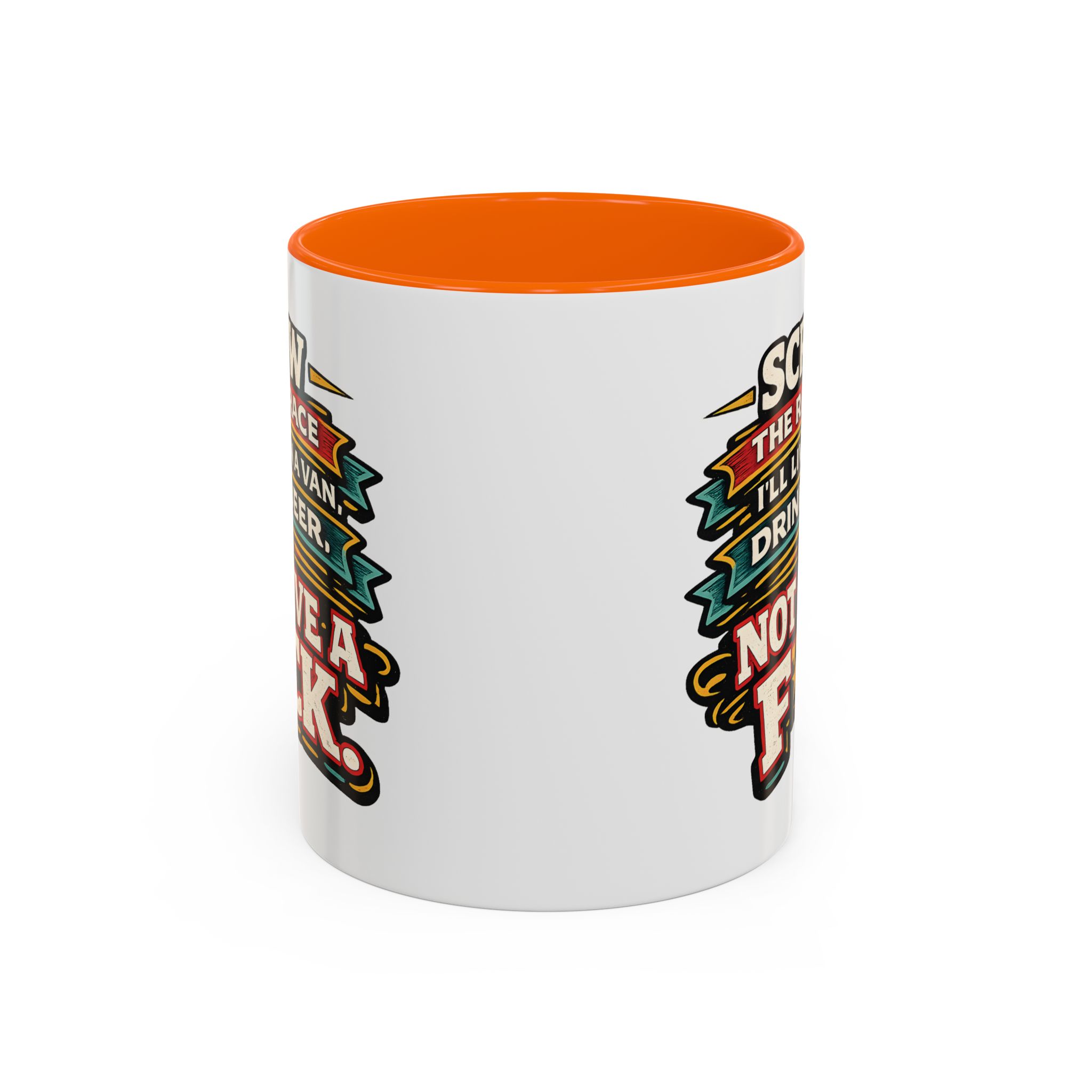 Accent Coffee Mug (11, 15oz) — "Screw The Rat Race" Design F**K-Line