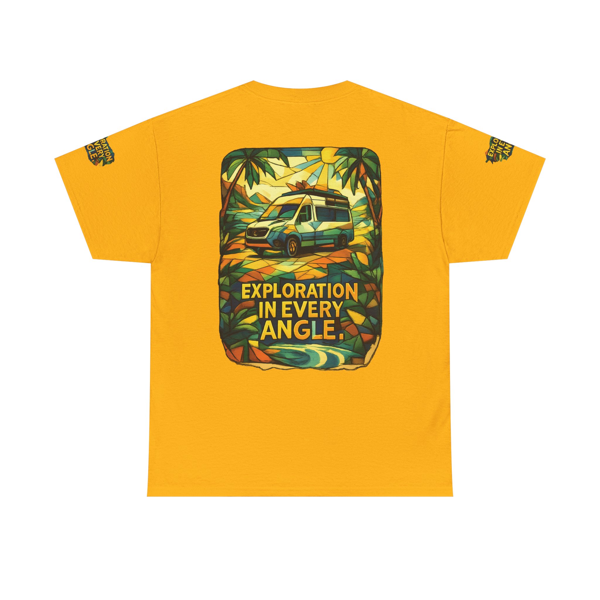 Unisex Heavy Cotton Tee — "Exploration In Every Angle" Design Cubic-Line