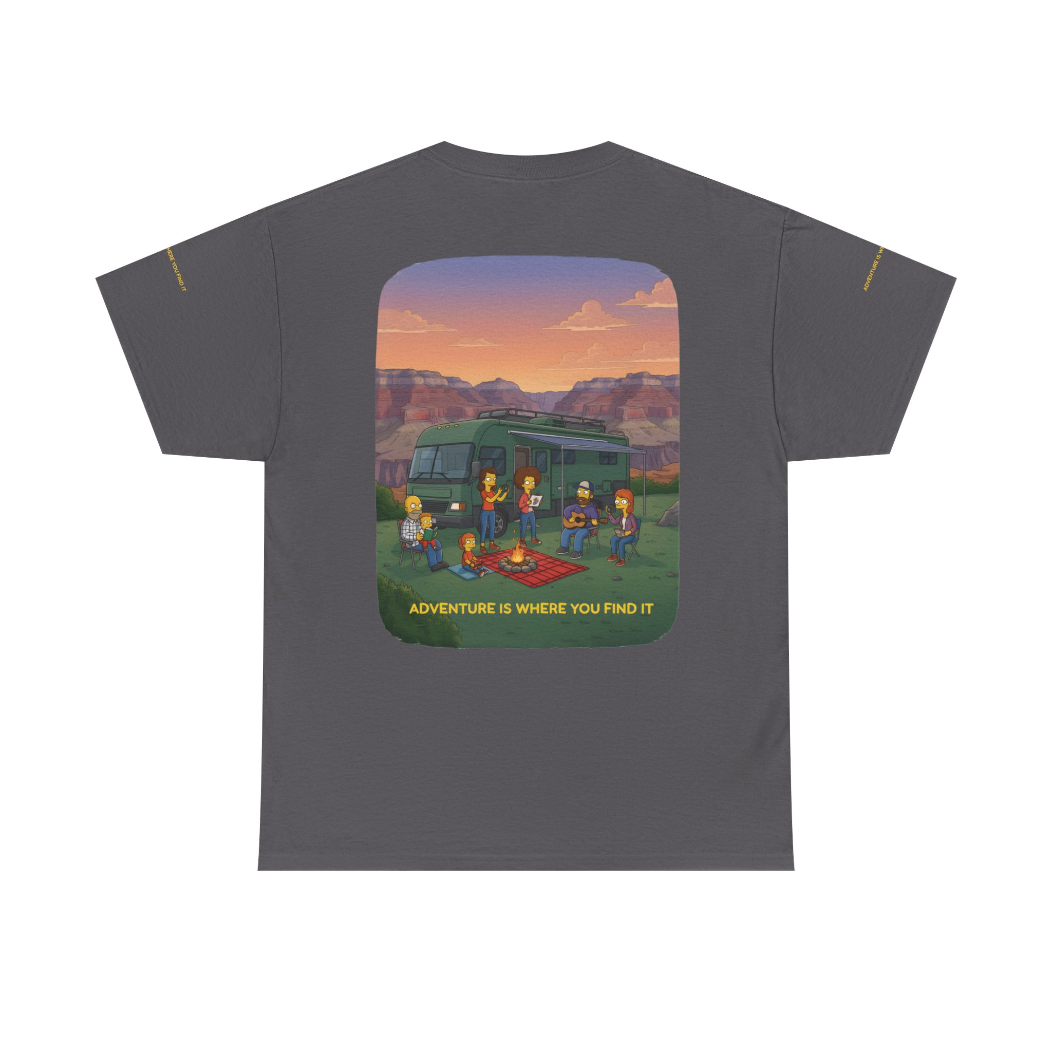 Unisex Heavy Cotton Tee — "Adventure Is Where You Find It" Design Sitcom-Line