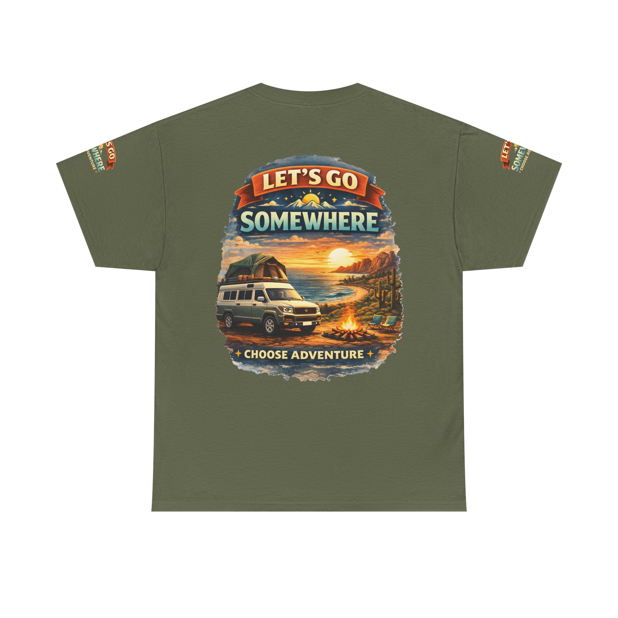 Unisex Heavy Cotton Tee — "Lets Go Somewhere" Design Scenic-Line