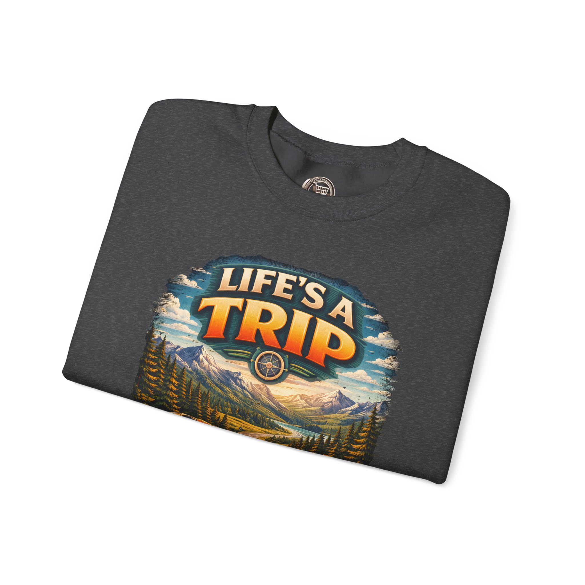 Unisex Heavy Blend™ Crewneck Sweatshirt — "Life s A Trip" Design Scenic-Line