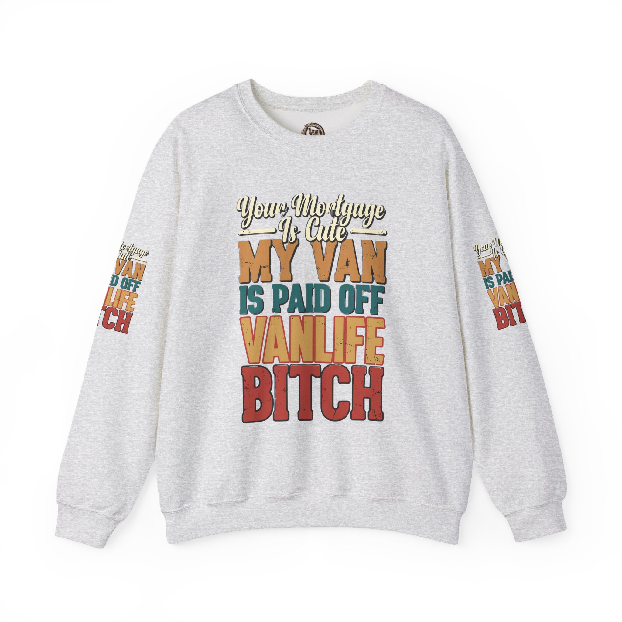Unisex Heavy Blend™ Crewneck Sweatshirt — "Your Mortgage Is Cute" Design F**K-Line