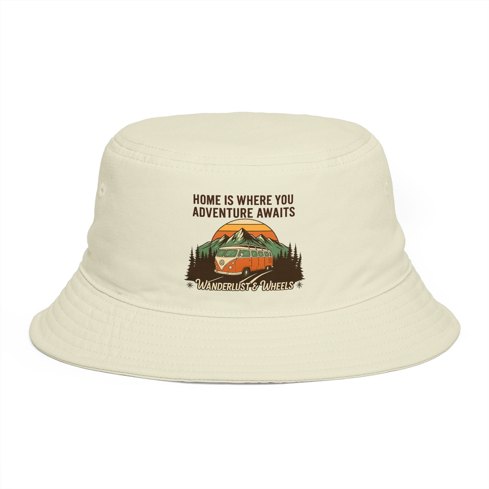 Bucket Hat — Wanderlust Camper Design (“Home is Where You Adventure Awaits”)
