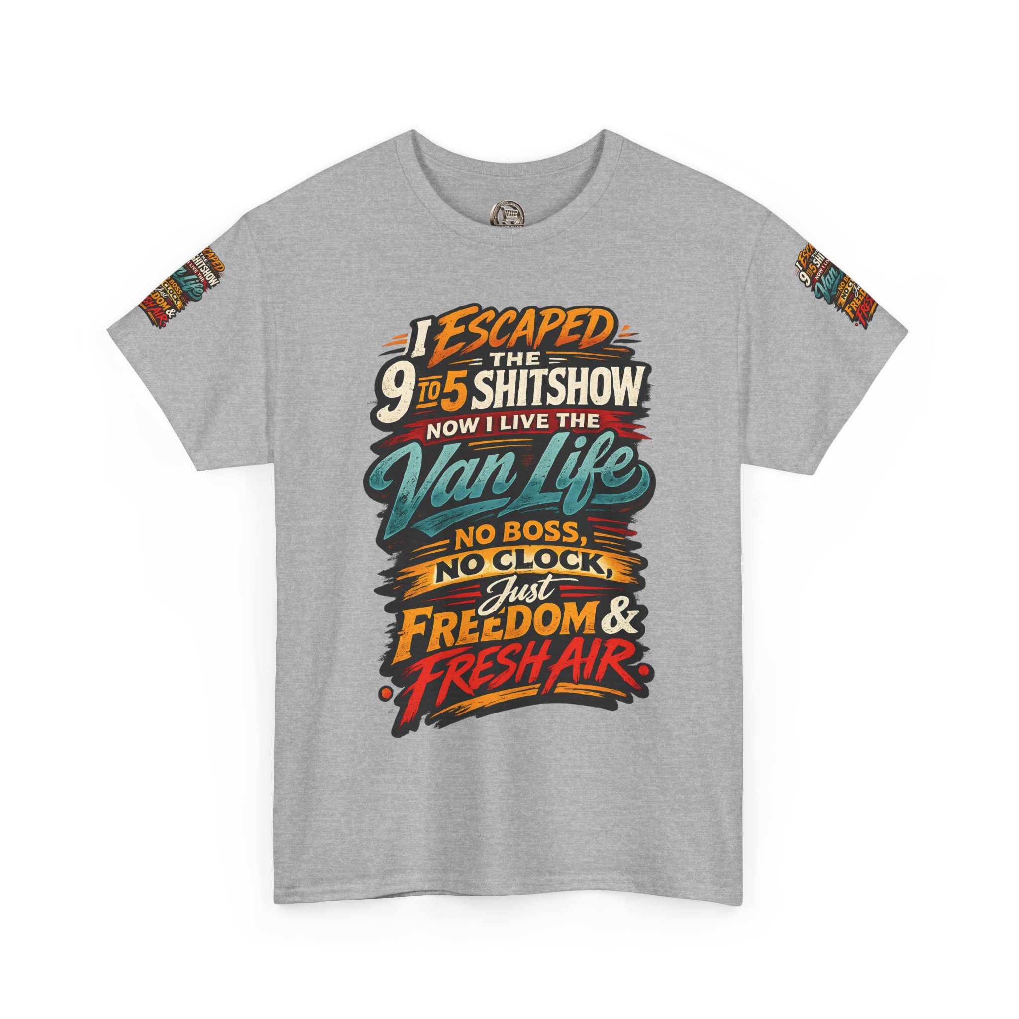 Unisex Heavy Cotton Tee — "I Escaped The 9 To 5" Design F**K-Line