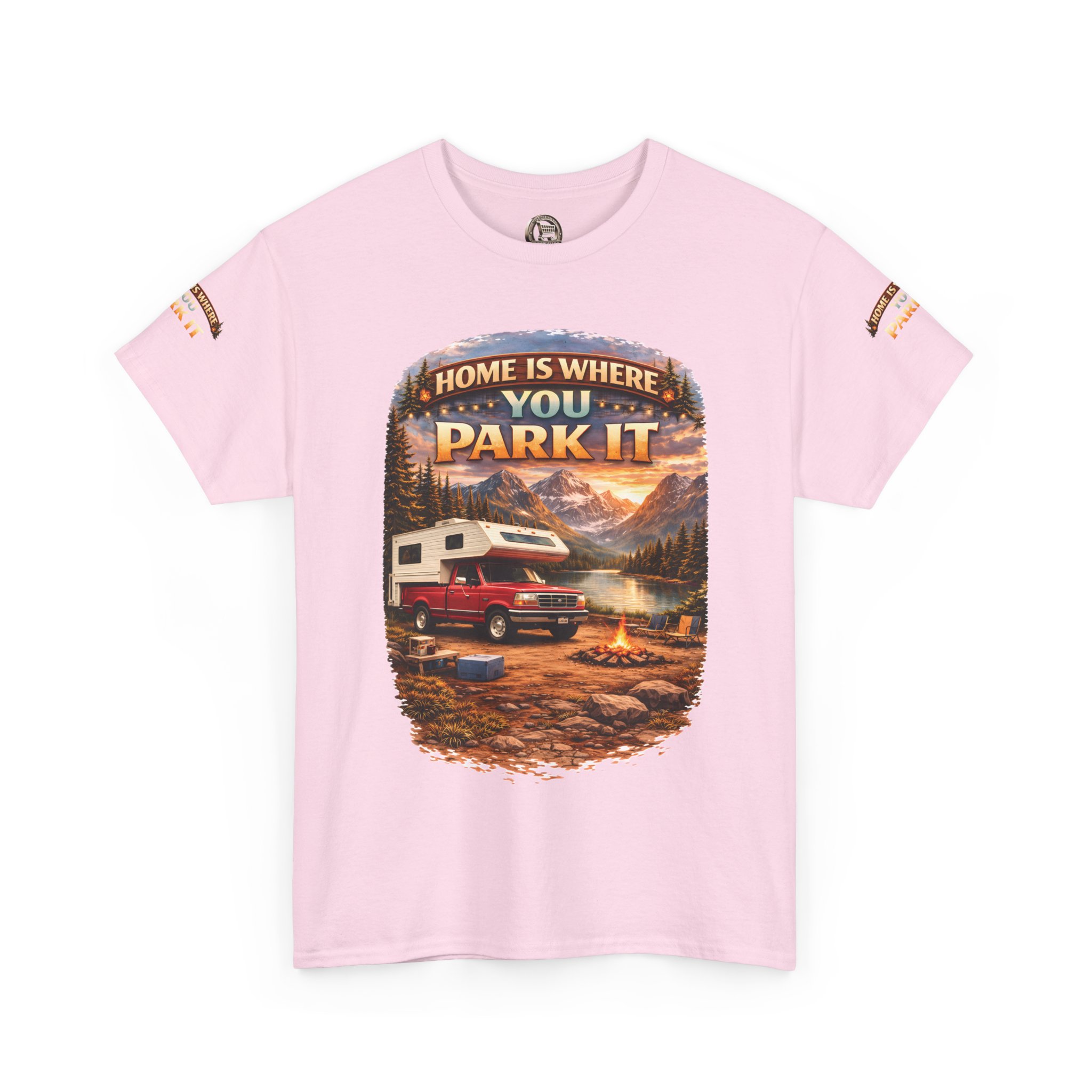3822637543235914028_2048.jpeg Unisex Heavy Cotton Tee — "Home Is Where You Park It" Design Scenic-Line