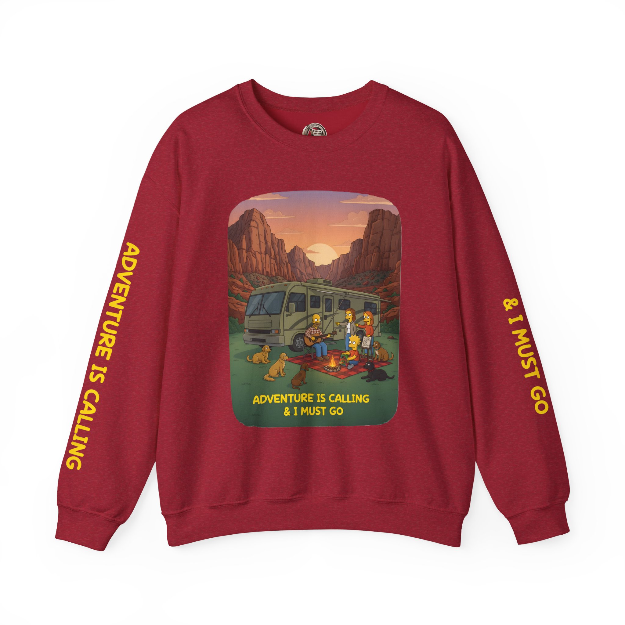 Unisex Heavy Blend™ Crewneck Sweatshirt — "Adventure Is Calling-I Must Go" Design Sitcom-Line