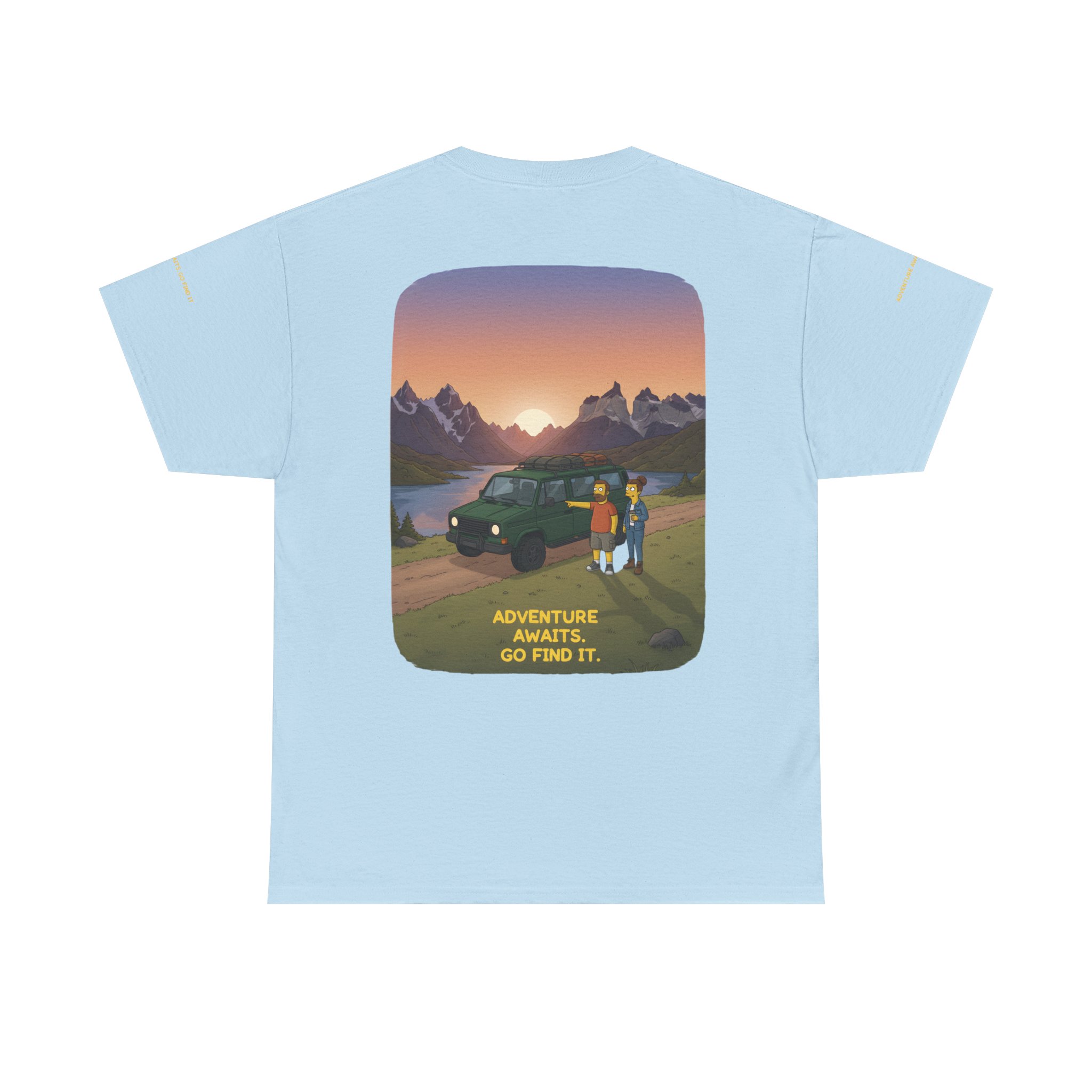 Unisex Heavy Cotton Tee — "Adventure Awaits-Go Find It" Design Sitcom-Line