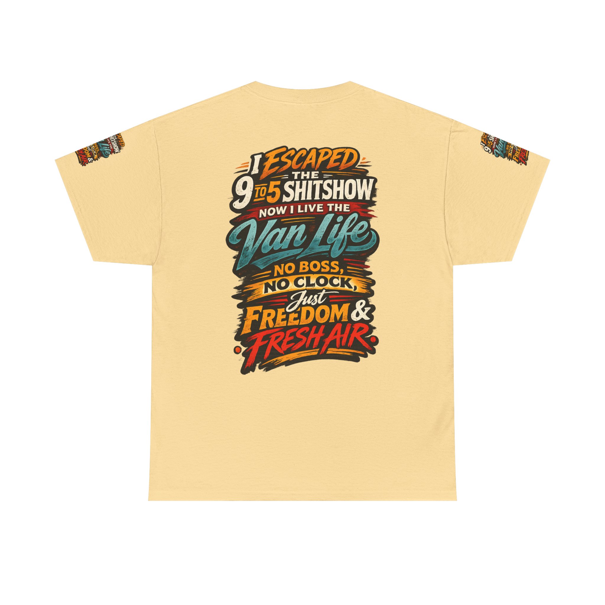 Unisex Heavy Cotton Tee — "I Escaped The 9 To 5" Design F**K-Line