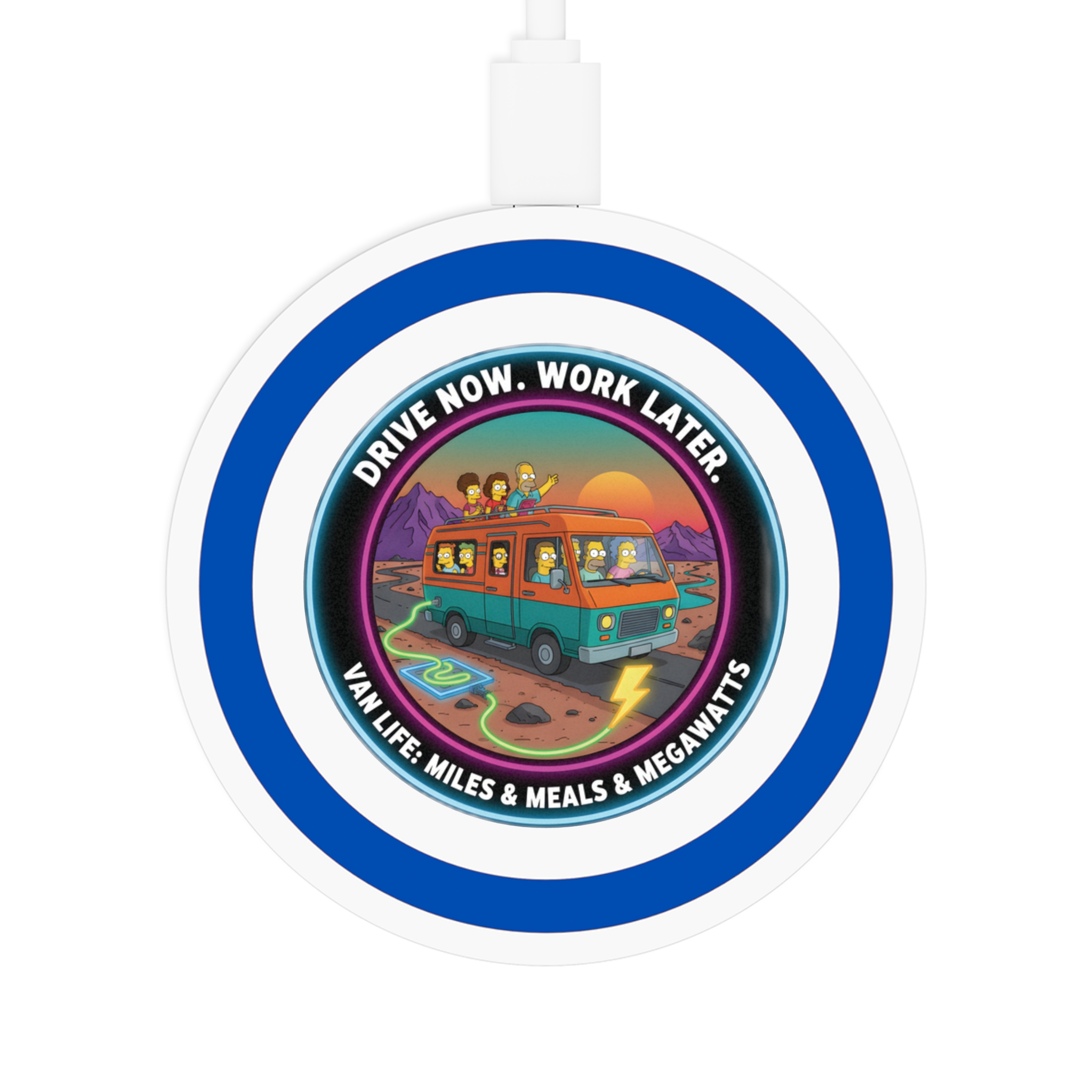 3827868101292943038_2048.jpeg Wireless Charging Pad — "Drive Now, Work Later" Simpsons Style Van Life Design
