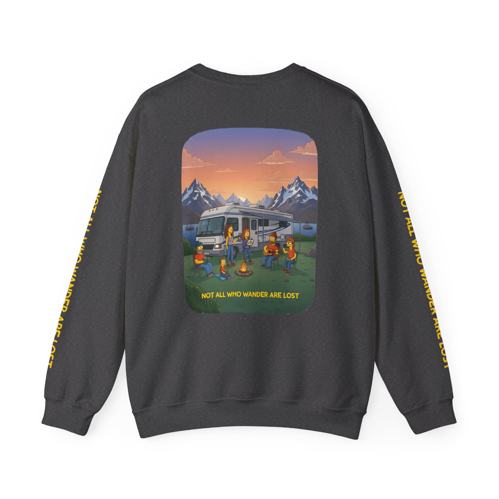 Unisex Heavy Blend™ Crewneck Sweatshirt — "Not All Who Wander Are Lost" Design Sitcom-Line
