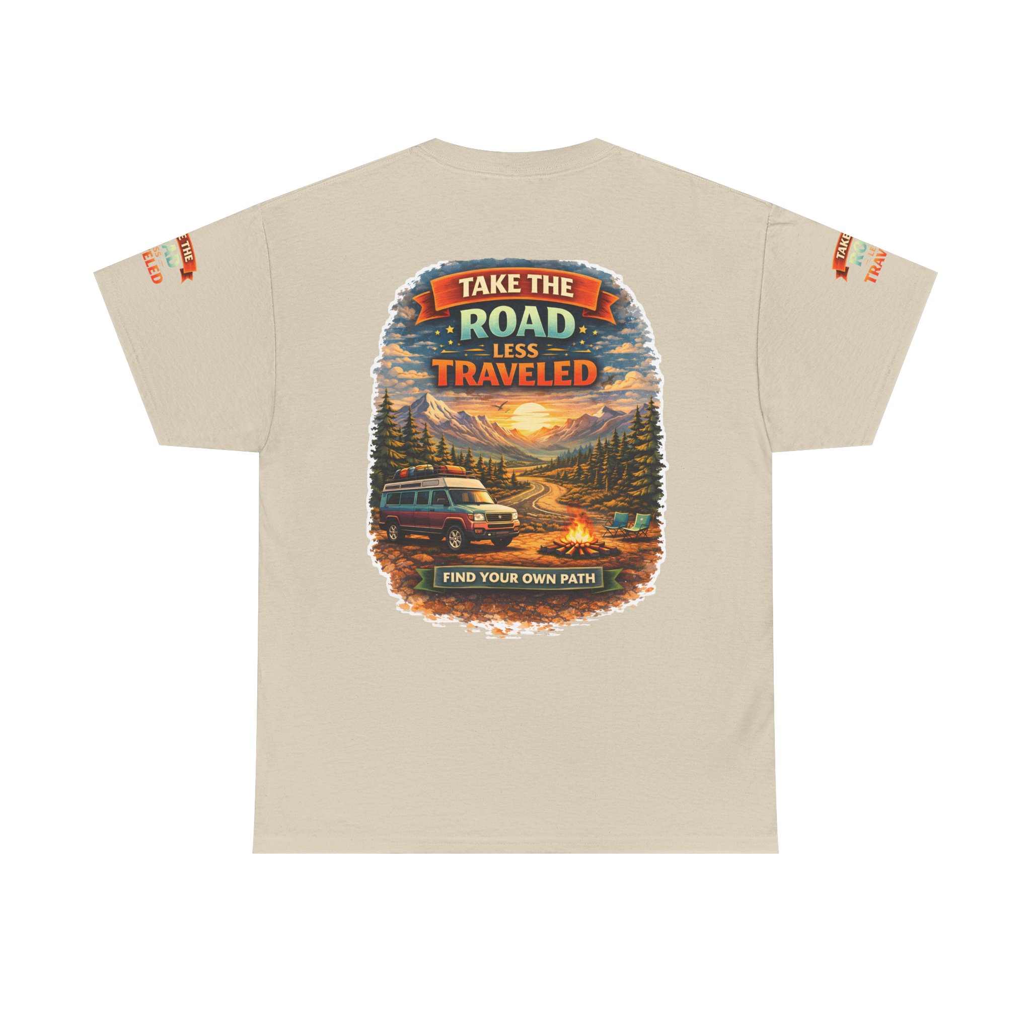Unisex Heavy Cotton Tee — "Take The Road Less Traveled" Design Scenic-Line