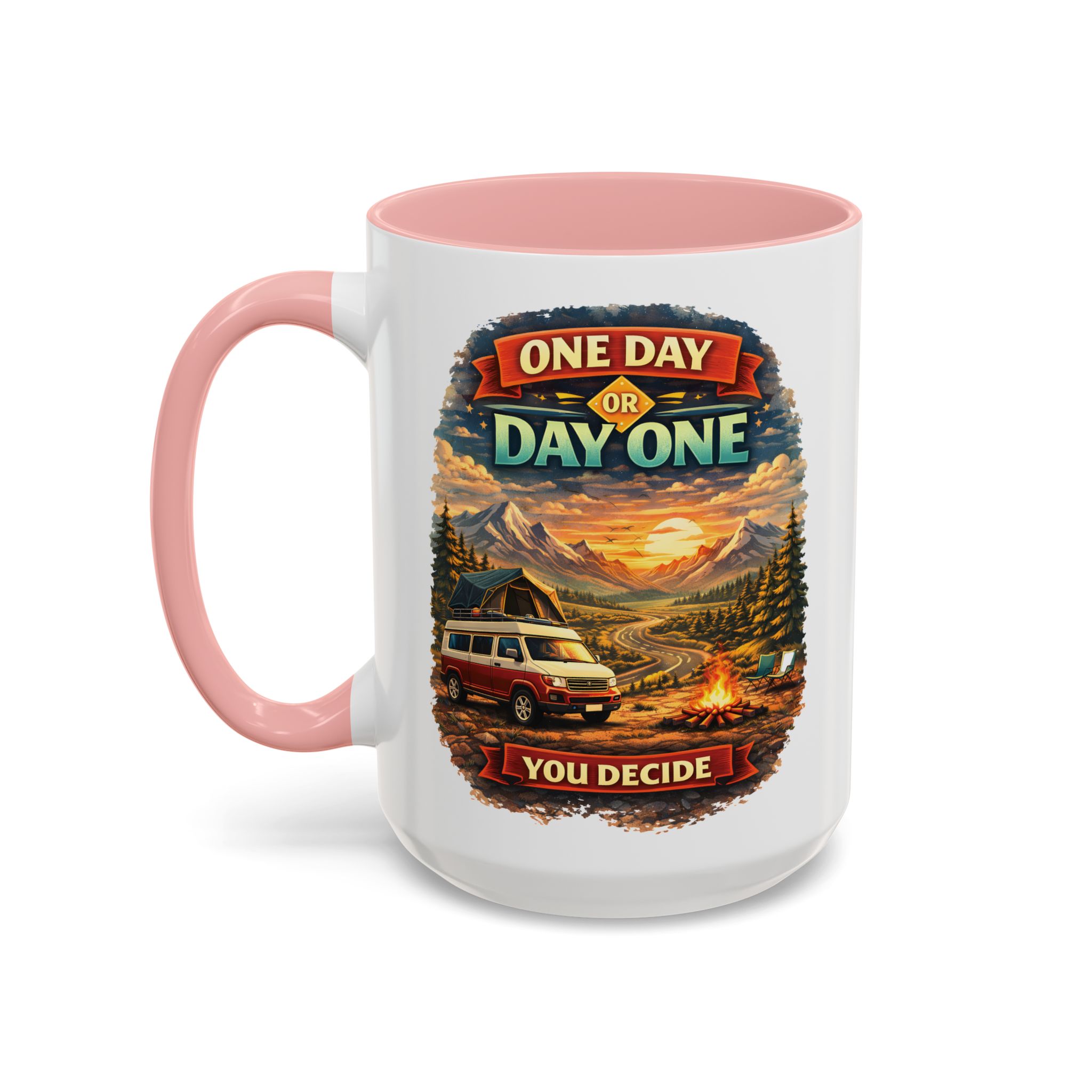 Accent Coffee Mug (11, 15oz) — "One Day Or Day One" Design Scenic-Line