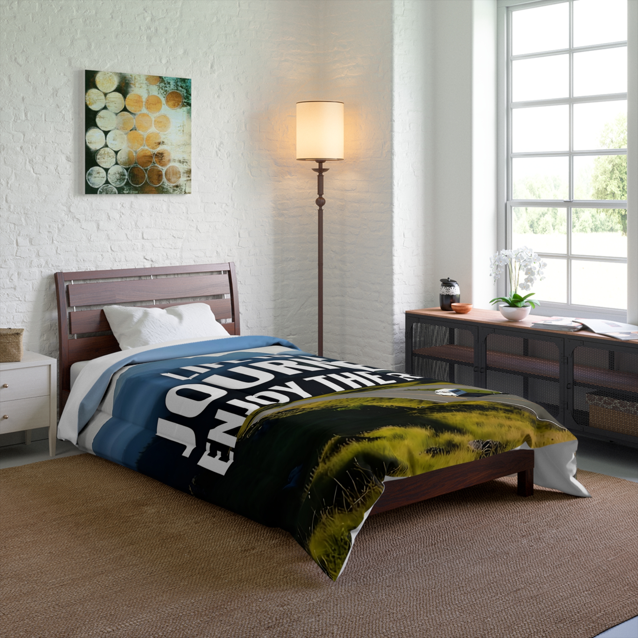 Comforter — "Life Is a Journey, Enjoy the Ride" Scenic Mountain Road Bedding