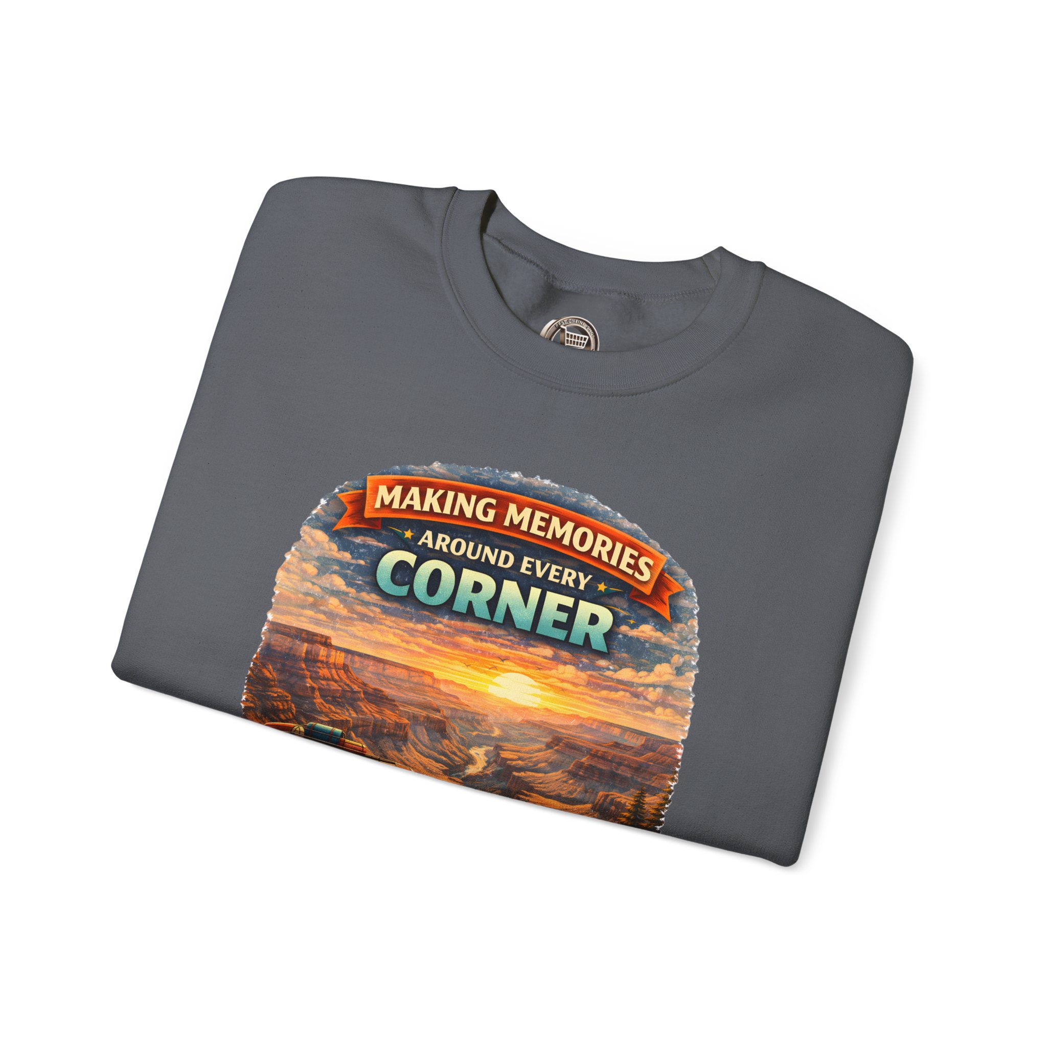 Unisex Heavy Blend™ Crewneck Sweatshirt — "Making Memories Around Every Corner" Design Scenic-Line