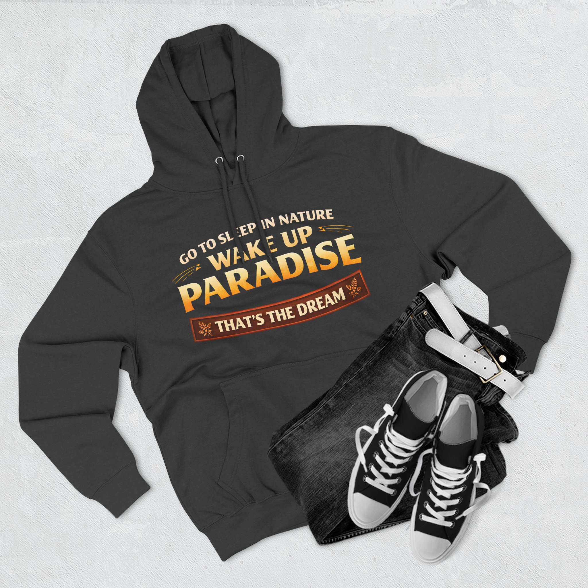 Three-Panel Fleece Hoodie - "Go To Sleep In Nature " Design Scenic-Line