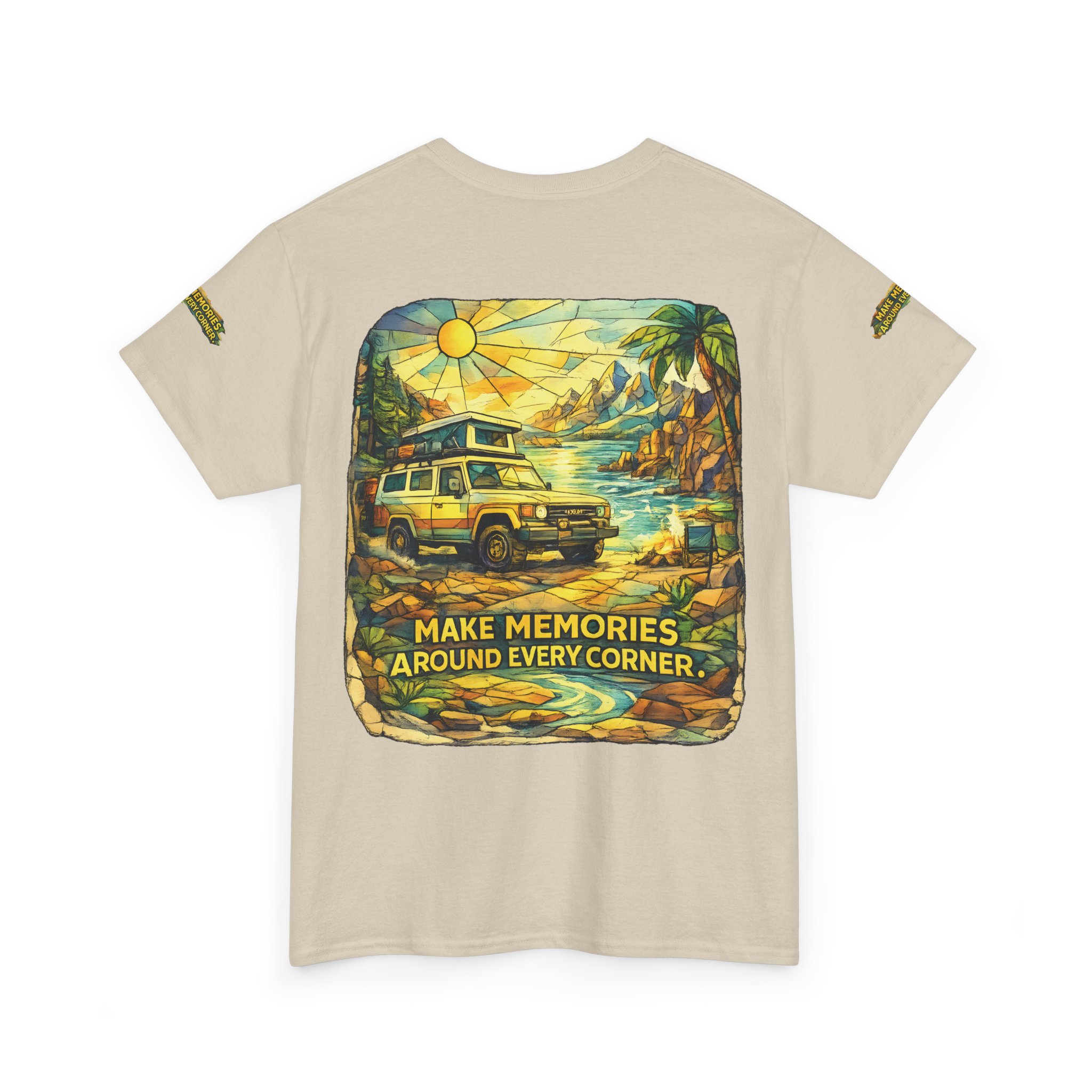 3842310691638041878_2048.jpeg Unisex Heavy Cotton Tee — "Make Memories Around Every Corner" Design Cubic-Line