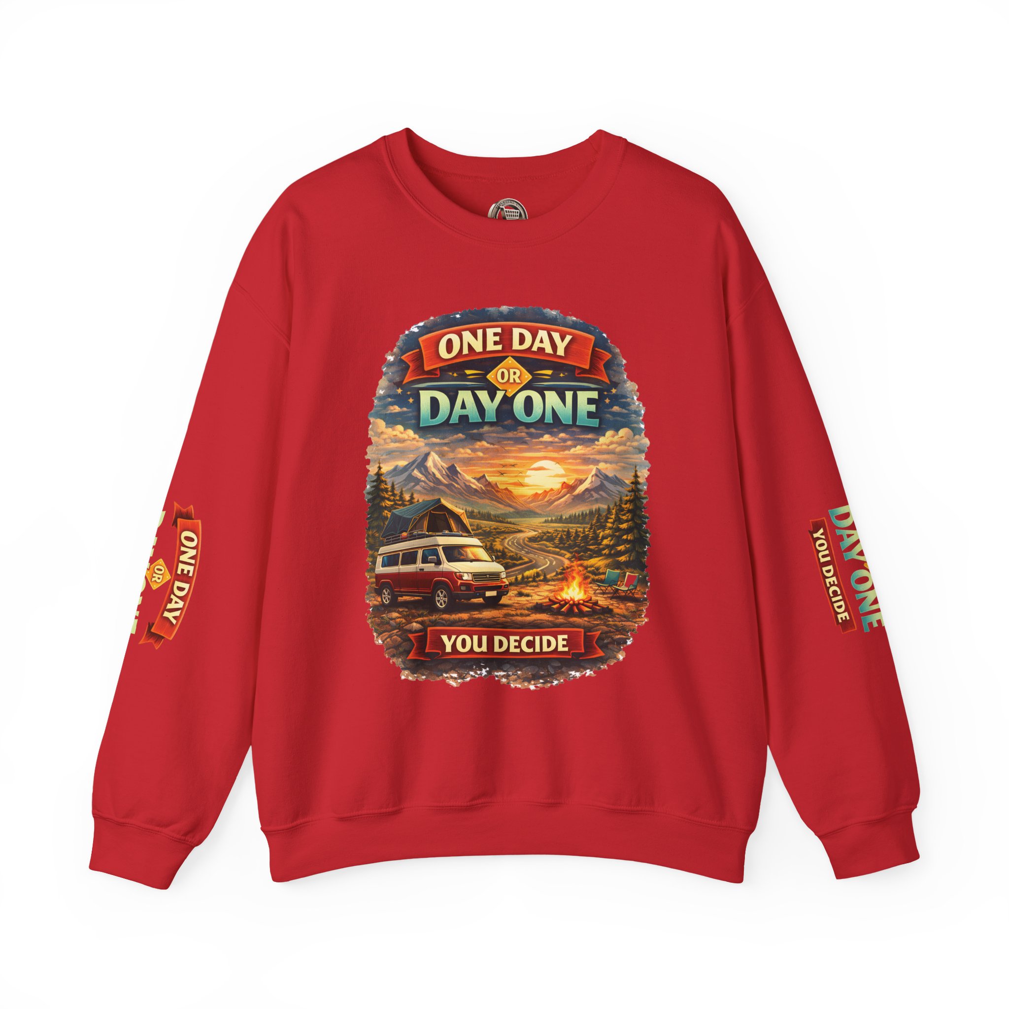 Unisex Heavy Blend™ Crewneck Sweatshirt — "One Day Or Day One" Design Scenic-Line