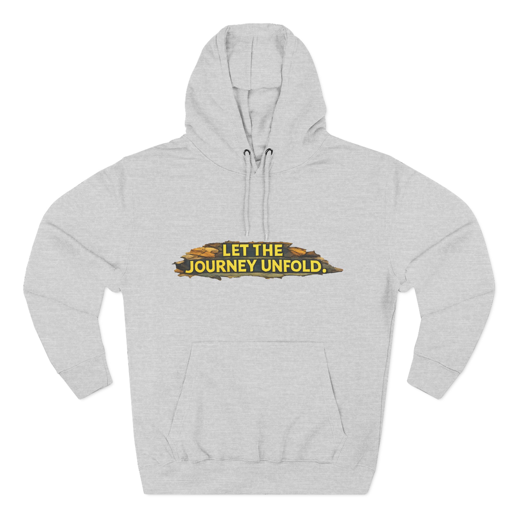 Three-Panel Fleece Hoodie - "Let The Journey Unfold" Design Cubic-Line