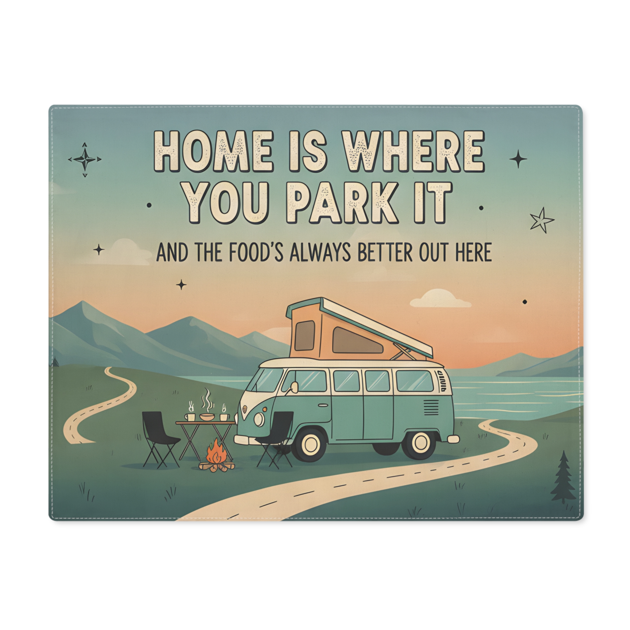 3850069133375450230_2048-1.jpeg Vanlife Placemat – “Home Is Where You Park It” Retro RV Table Mat