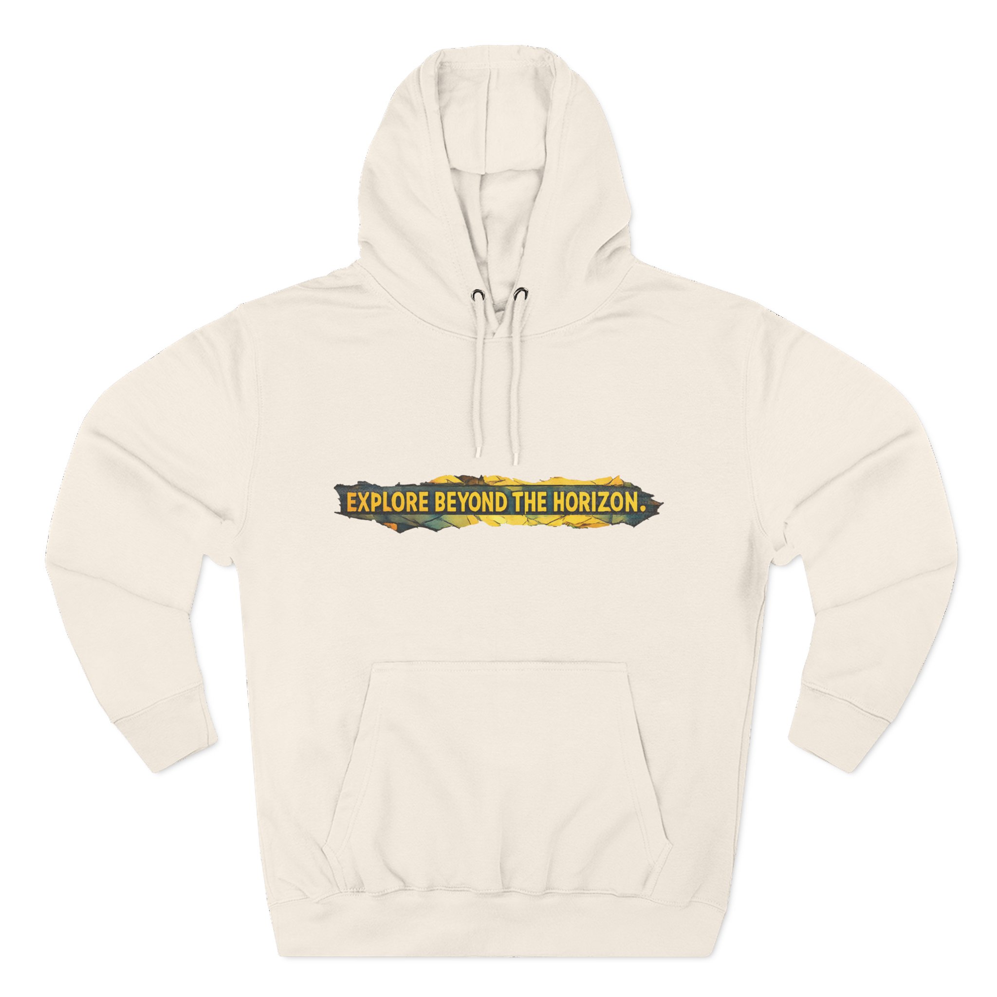 Three-Panel Fleece Hoodie - "Explore Beyond The Horizon" Design Cubic-Line